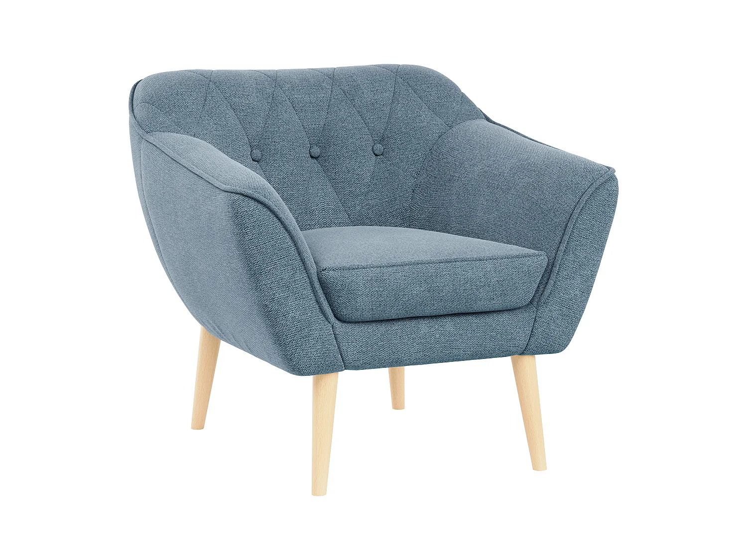 Sessel PIRS - 1-Sitzer, Skandinavisches Design, hoche Holzbeine - Blau Stukture