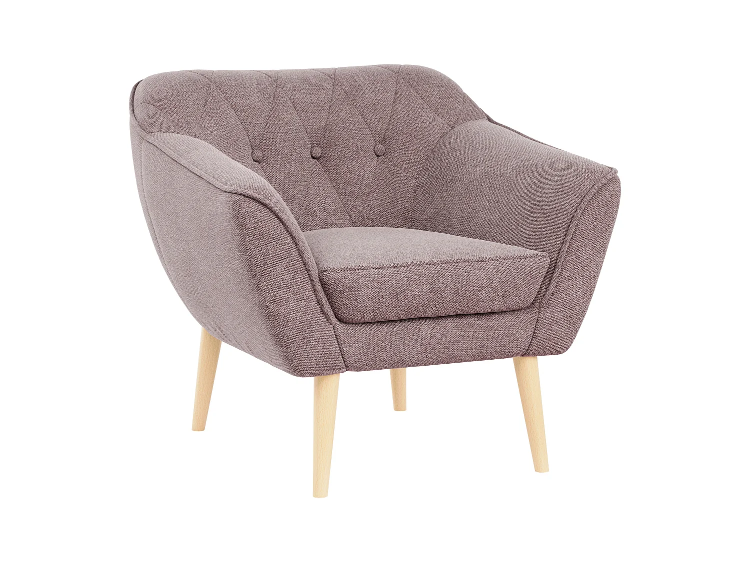 Sessel PIRS - 1-Sitzer, Skandinavisches Design, hoche Holzbeine - Rosa Stukture