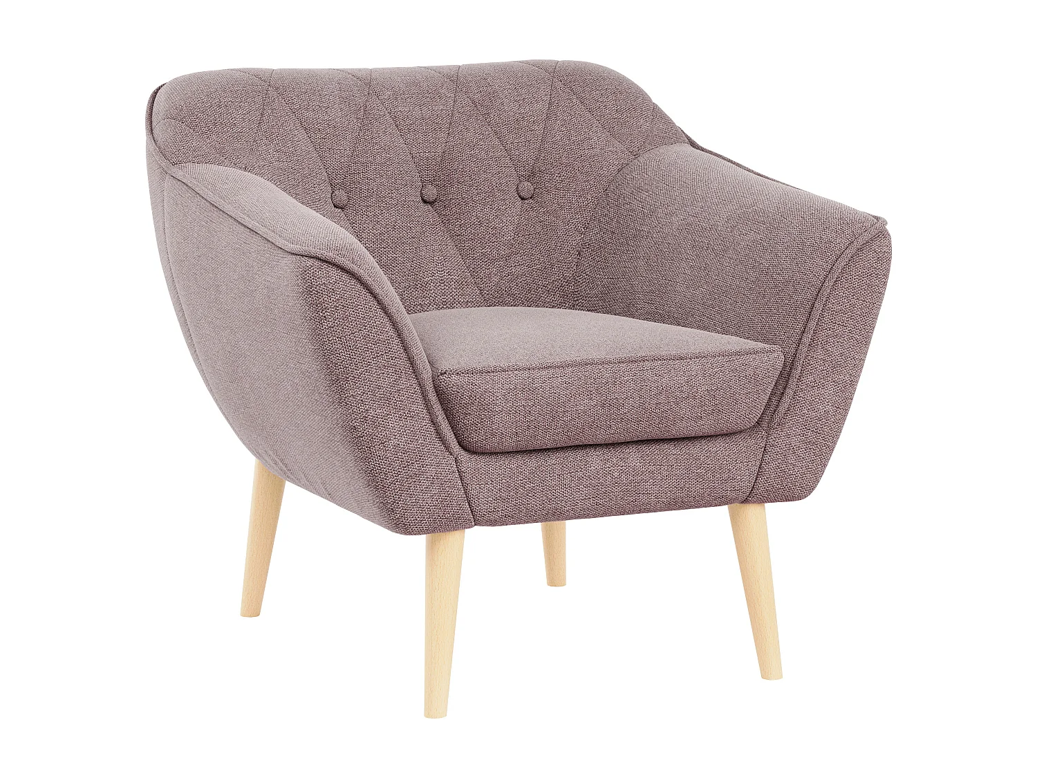 Sessel PIRS - 1-Sitzer, Skandinavisches Design, hoche Holzbeine - Rosa Stukture