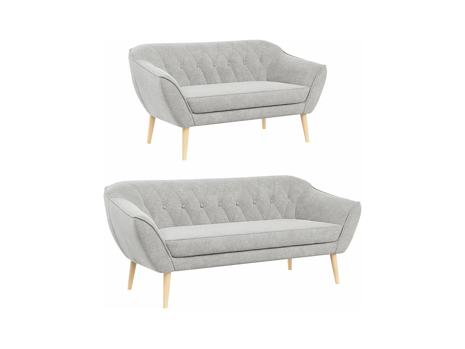 Couchgarnitur Set PIRS - 3+2, Skandinavischer Design, Holzbeine - Hellgrau Stukture