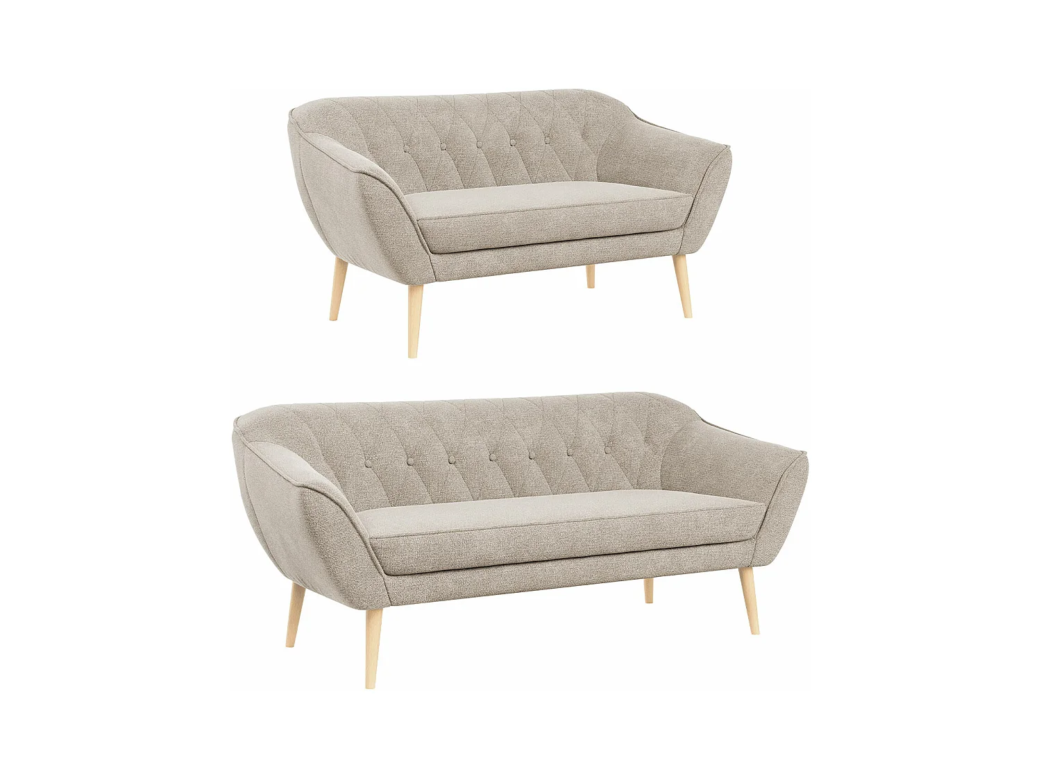 Couchgarnitur Set PIRS - 3+2, Skandinavischer Design, Holzbeine - Beige Stukture