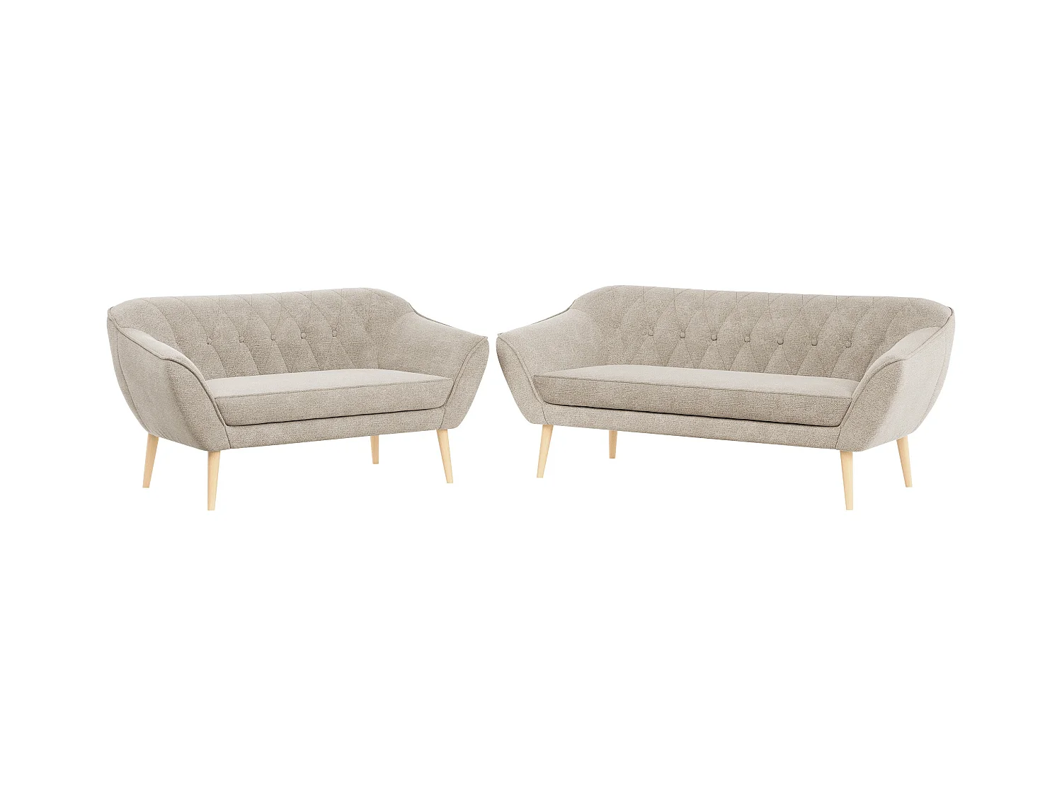 Couchgarnitur Set PIRS - 3+2, Skandinavischer Design, Holzbeine - Beige Stukture