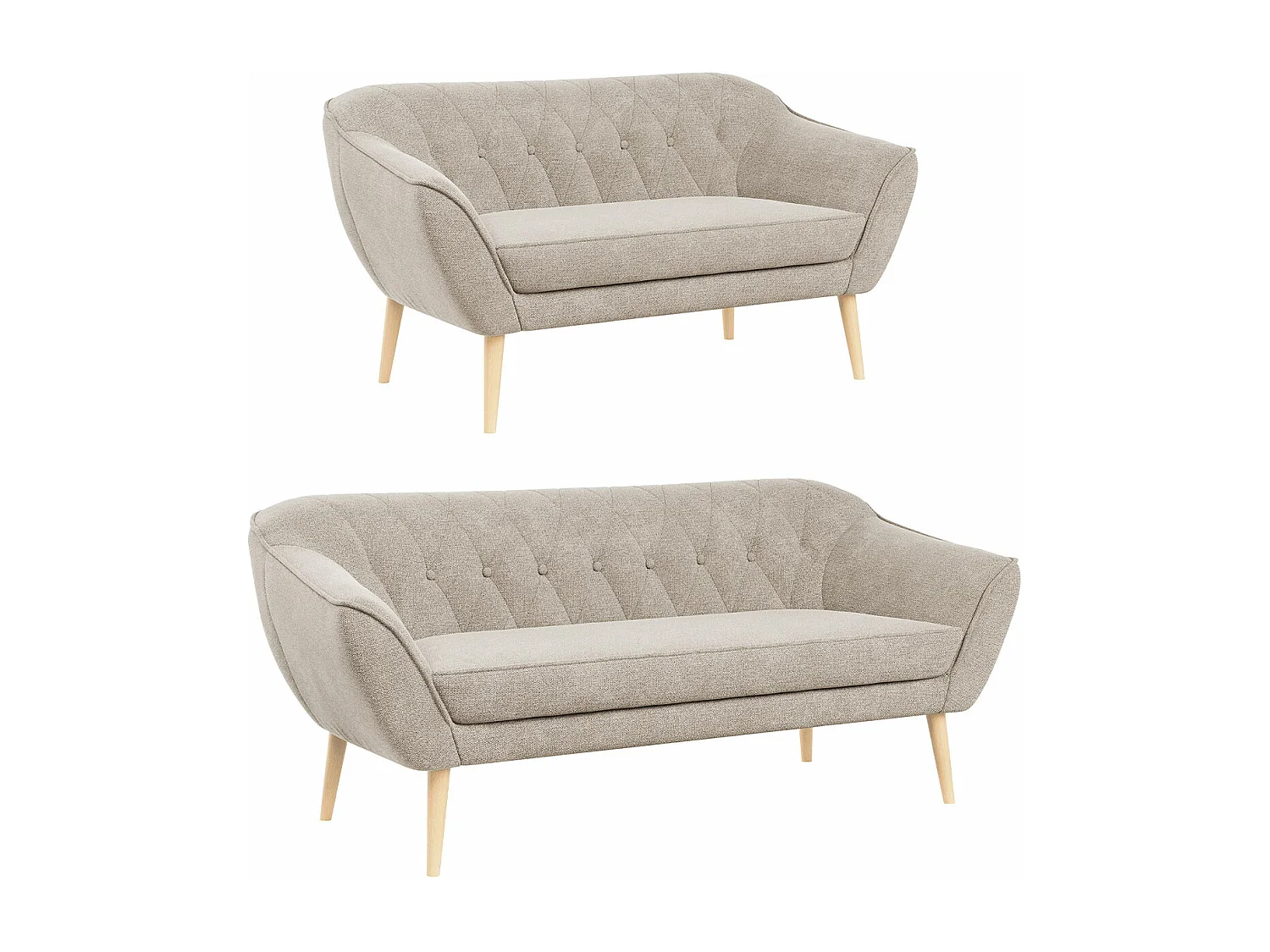Couchgarnitur Set PIRS - 3+2, Skandinavischer Design, Holzbeine - Beige Stukture