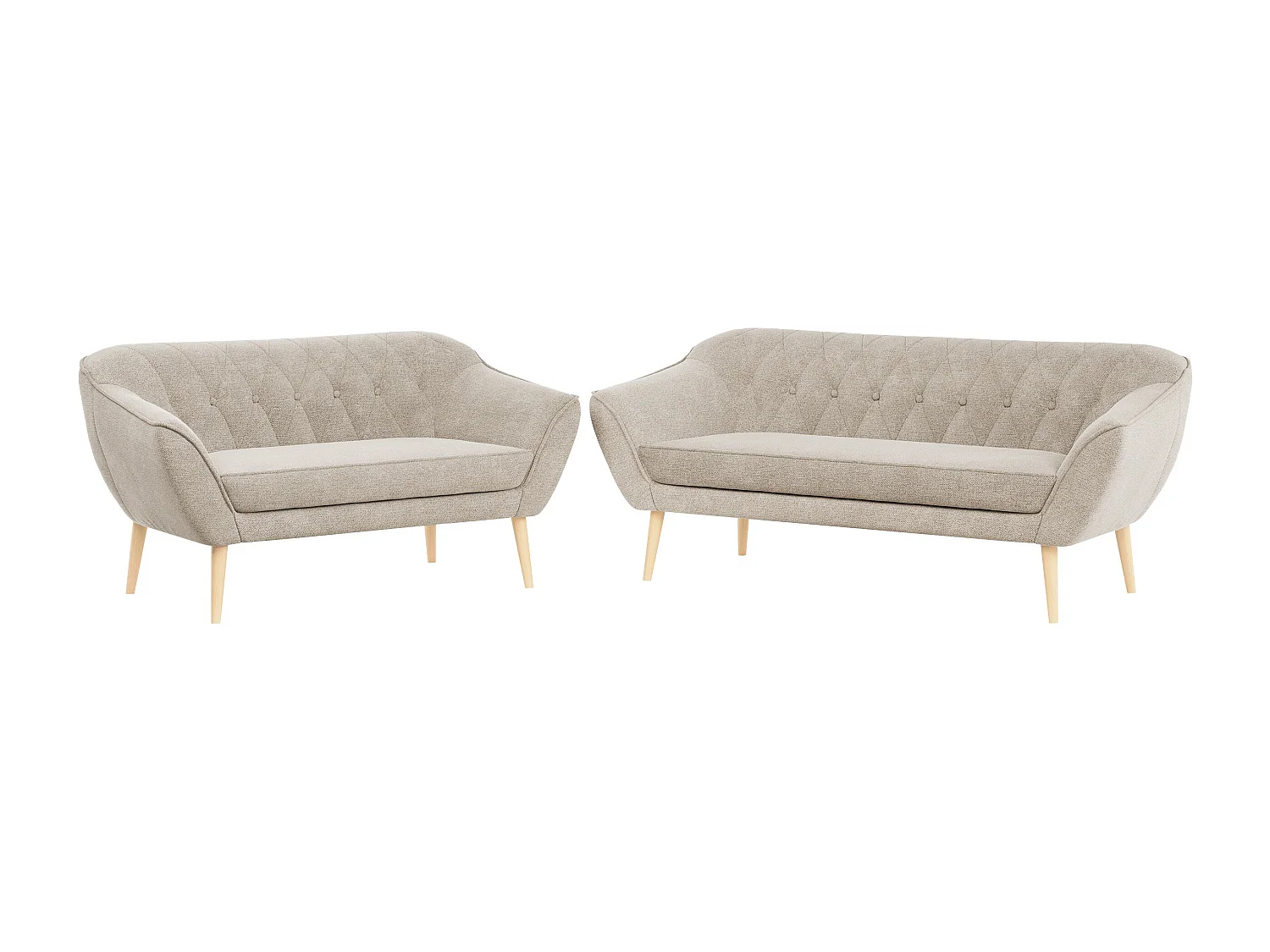 Couchgarnitur Set PIRS - 3+2, Skandinavischer Design, Holzbeine - Beige Stukture