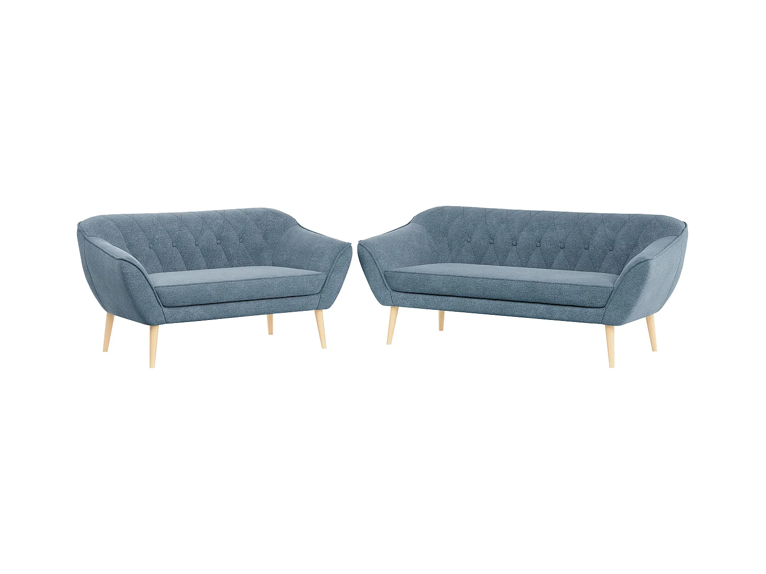 Couchgarnitur Set PIRS - 3+2, Skandinavischer Design, Holzbeine - Blau Stukture