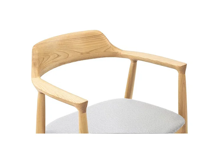 Lot de 2 chaises SERENA scandinave en bois naturel et coussin blanc