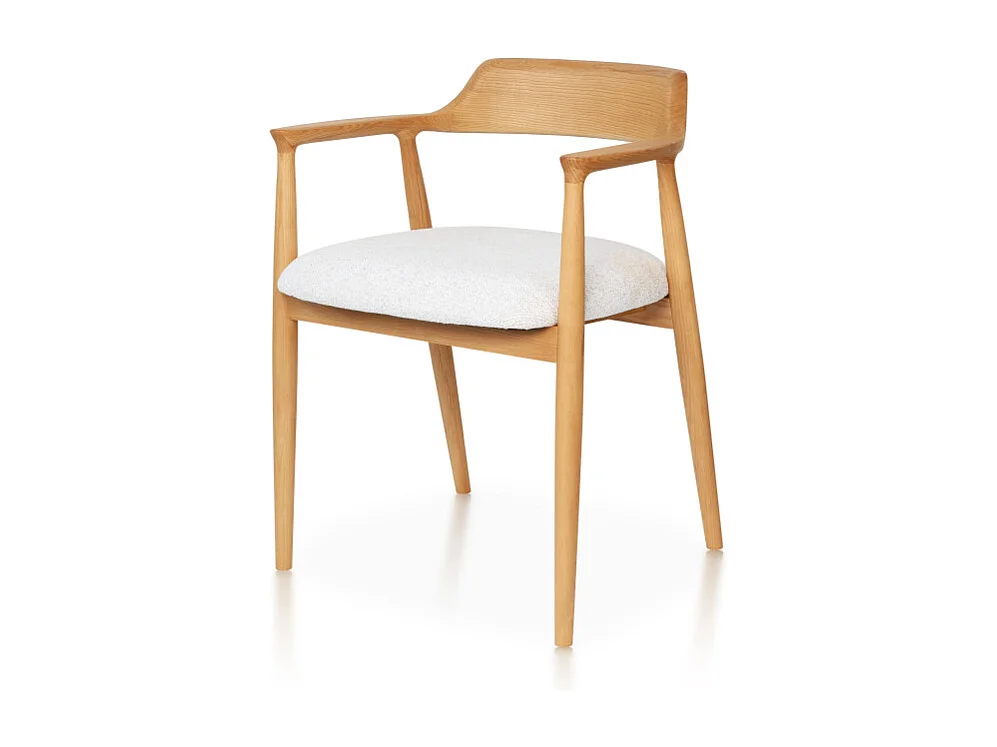 Lot de 2 chaises SERENA scandinave en bois naturel et coussin chiné