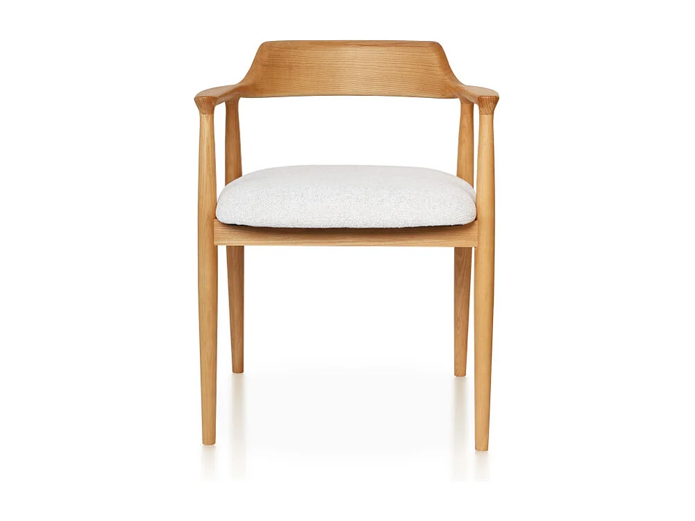 Lot de 2 chaises SERENA scandinave en bois naturel et coussin chiné