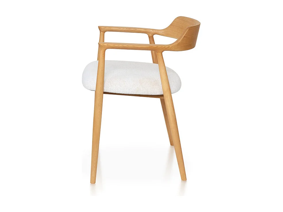 Lot de 2 chaises SERENA scandinave en bois naturel et coussin chiné