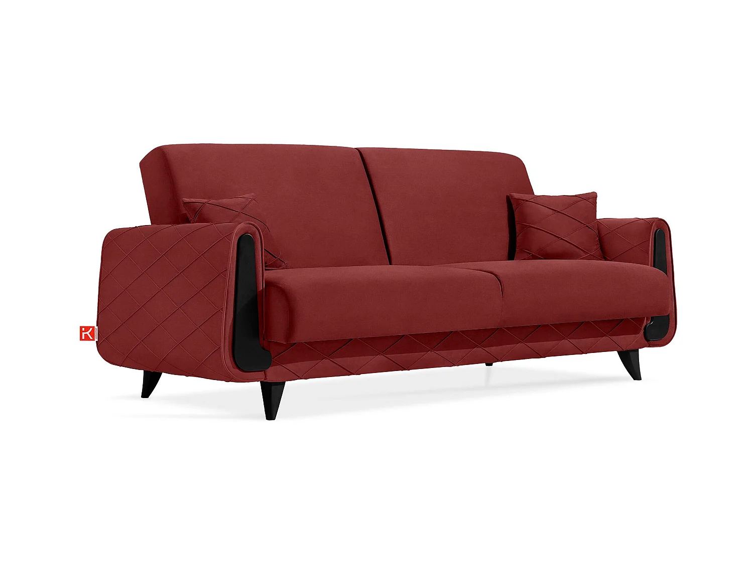 Canapé convertible GUSTAVO III - 3 places - Tissu velours - Bordeaux