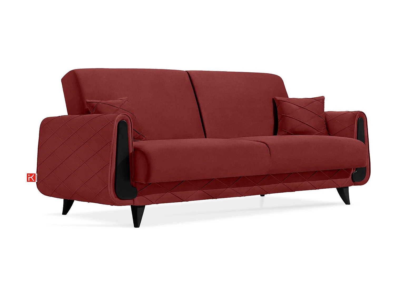 Schlafsofa GUSTAVO III Schlafsofa - 3-Sitzer - Velours-Stoff - Bordeaux