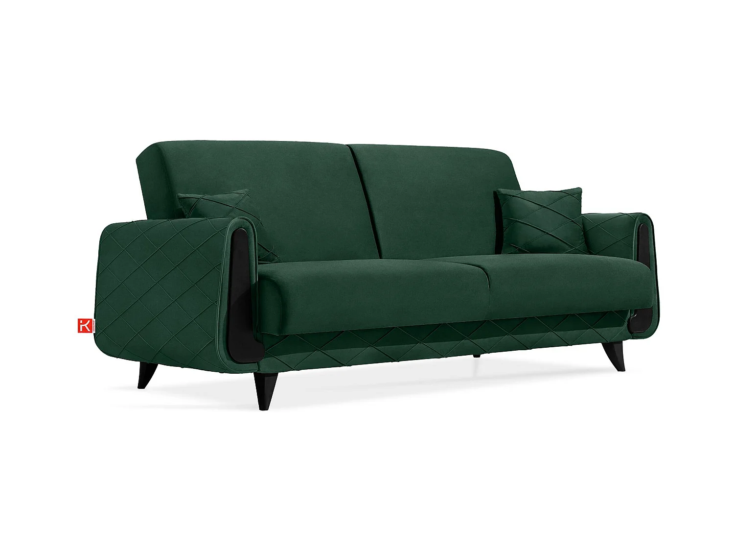 Schlafsofa GUSTAVO III Schlafsofa - 3-Sitzer - Velours-Stoff - Dunkelgrün
