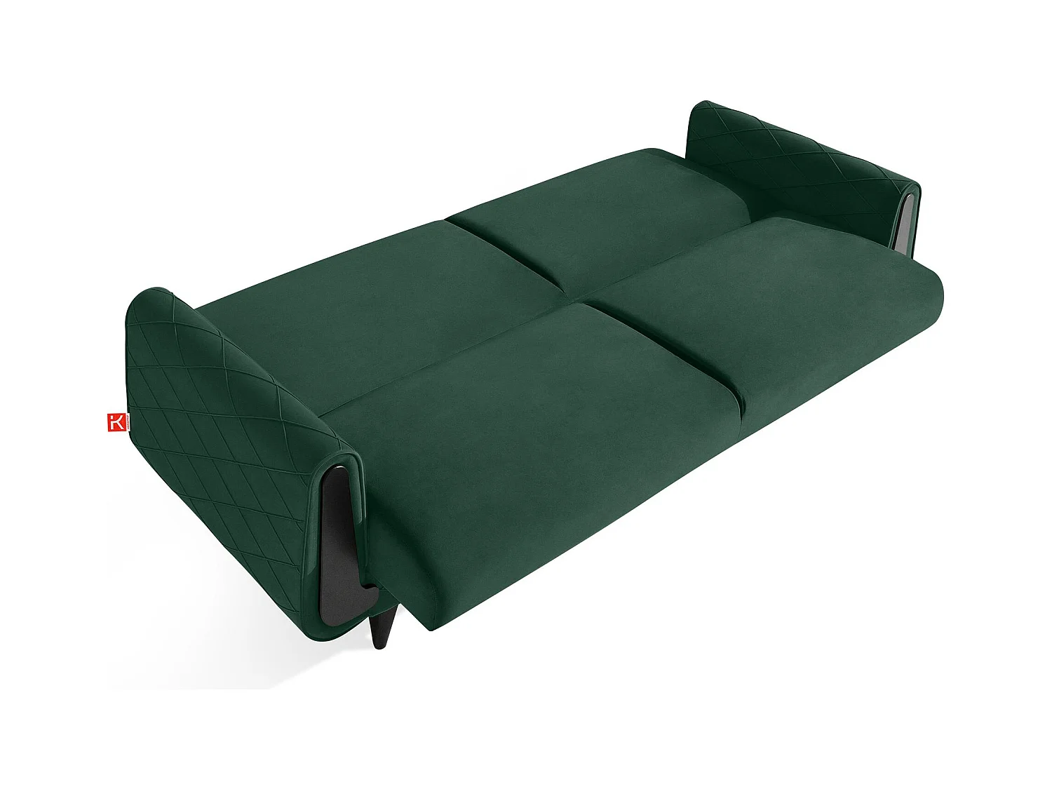 Schlafsofa GUSTAVO III Schlafsofa - 3-Sitzer - Velours-Stoff - Dunkelgrün