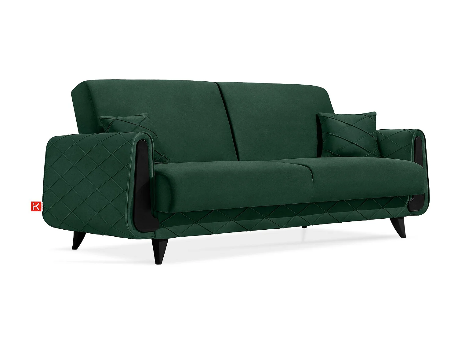 Schlafsofa GUSTAVO III Schlafsofa - 3-Sitzer - Velours-Stoff - Dunkelgrün
