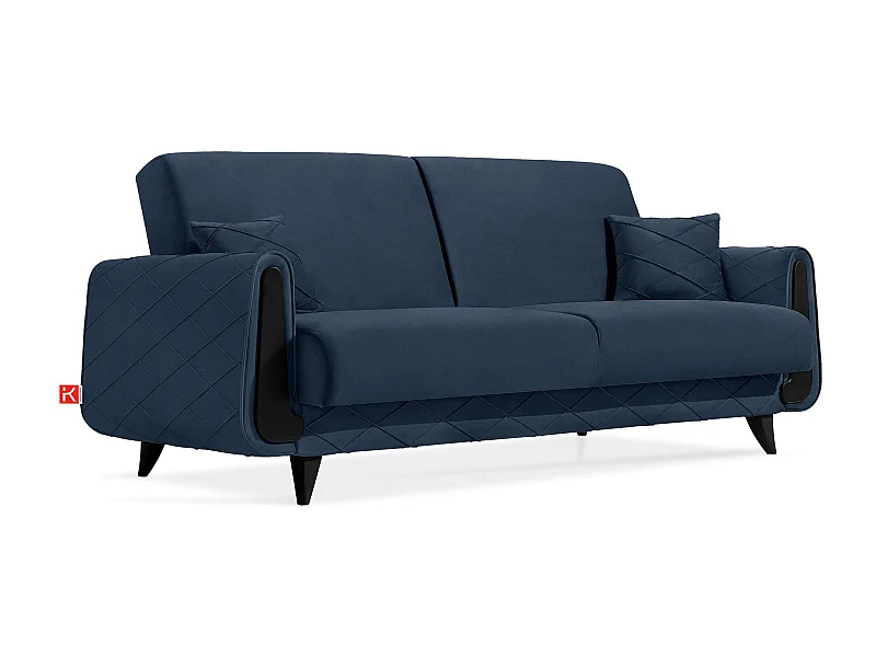 Schlafsofa GUSTAVO III Schlafsofa - 3-Sitzer - Velours-Stoff - Dunkelblau