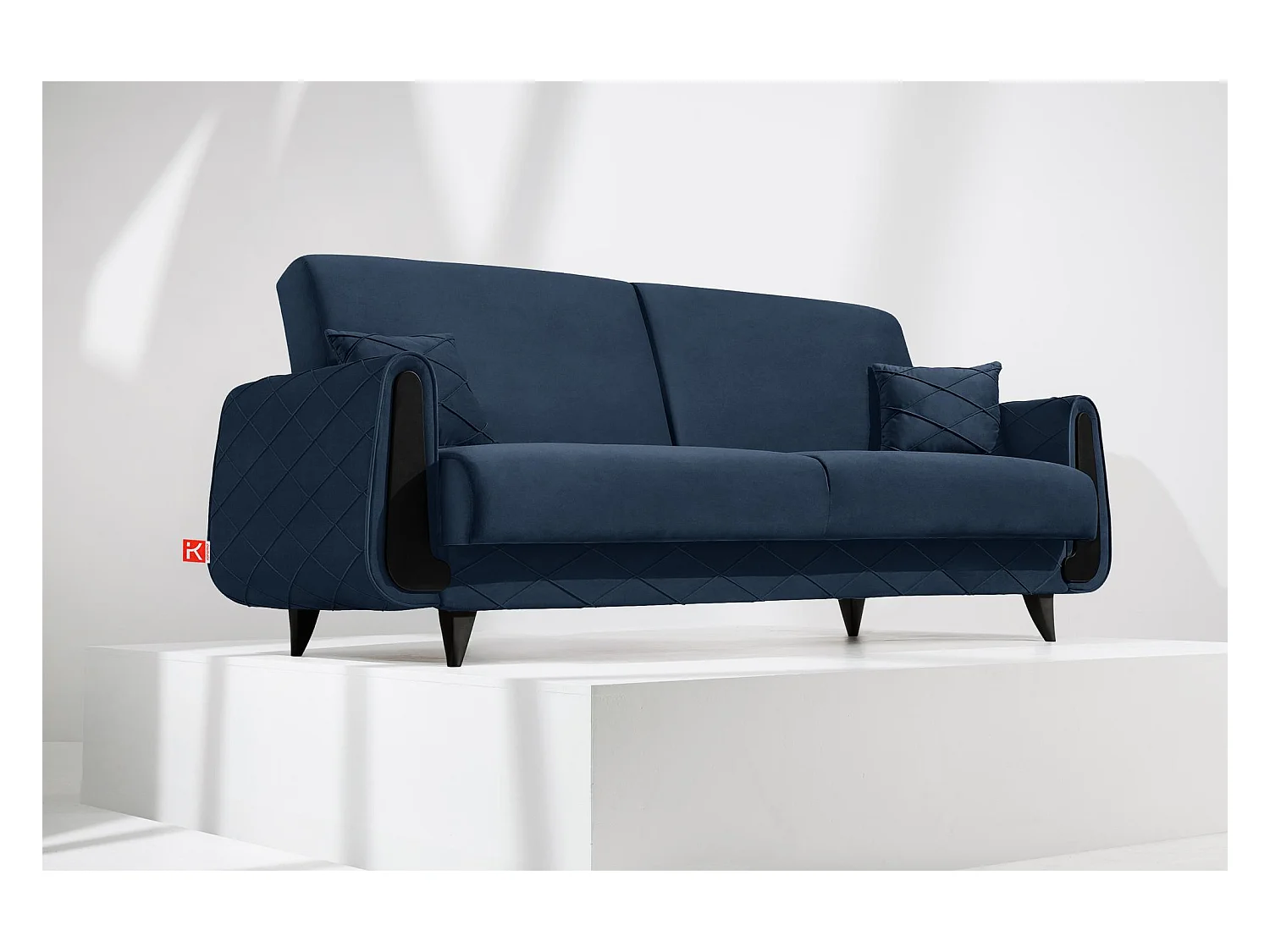 Schlafsofa GUSTAVO III Schlafsofa - 3-Sitzer - Velours-Stoff - Dunkelblau