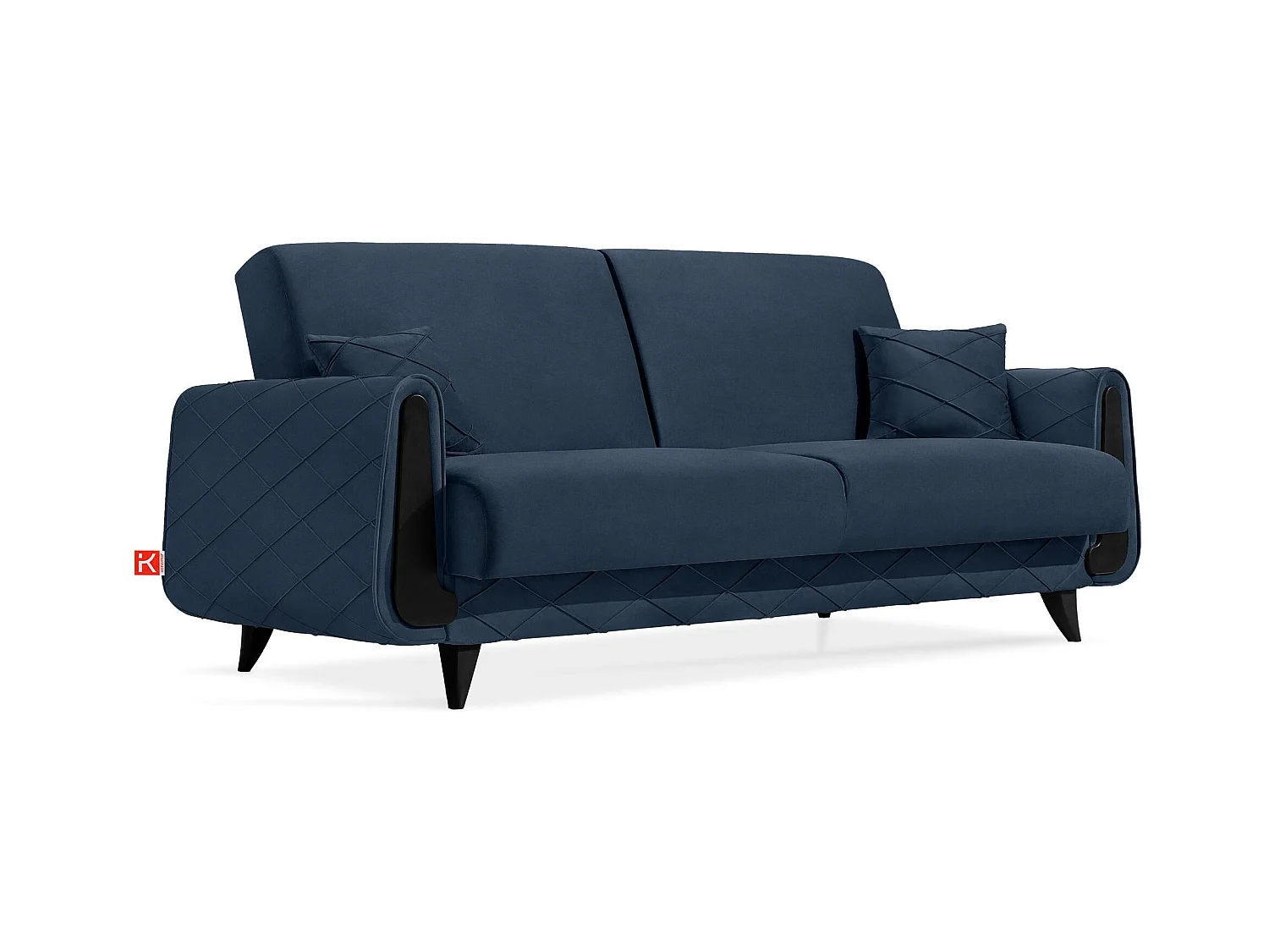 Canapé convertible GUSTAVO III - 3 places - Tissu velours - Bleu foncé