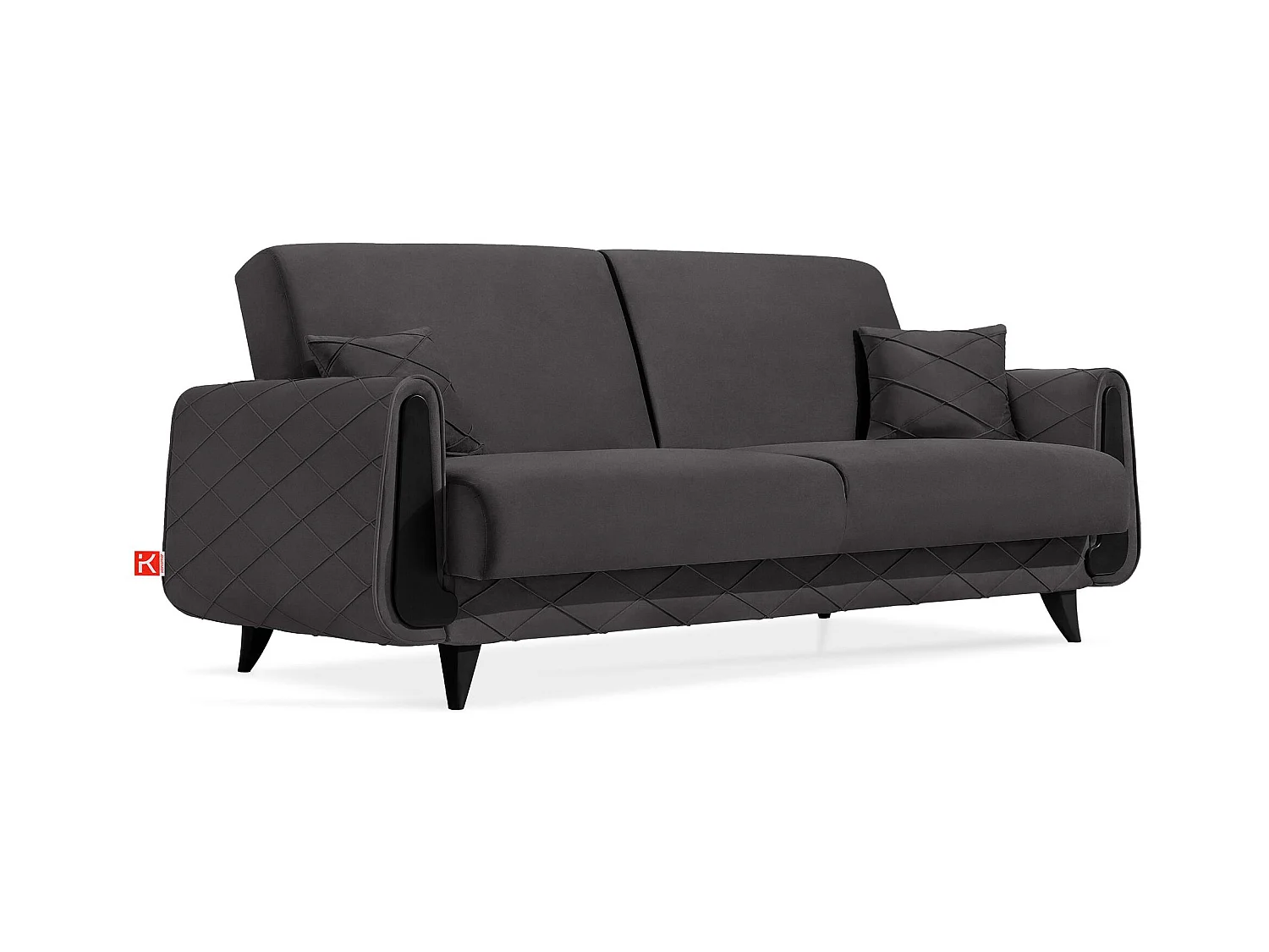Schlafsofa GUSTAVO III Schlafsofa - 3-Sitzer - Velours-Stoff - Graphit