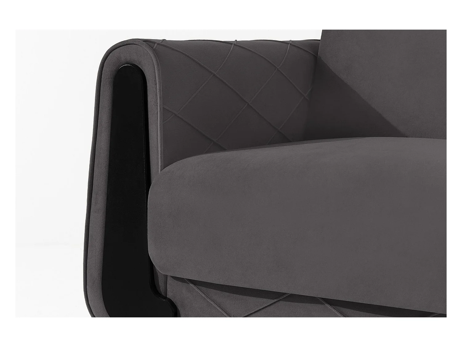 Schlafsofa GUSTAVO III Schlafsofa - 3-Sitzer - Velours-Stoff - Graphit