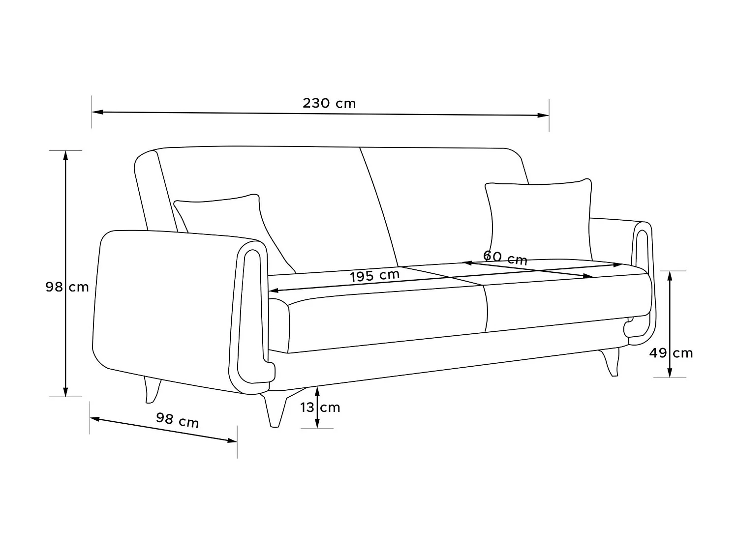 Schlafsofa GUSTAVO III Schlafsofa - 3-Sitzer - Velours-Stoff - Graphit