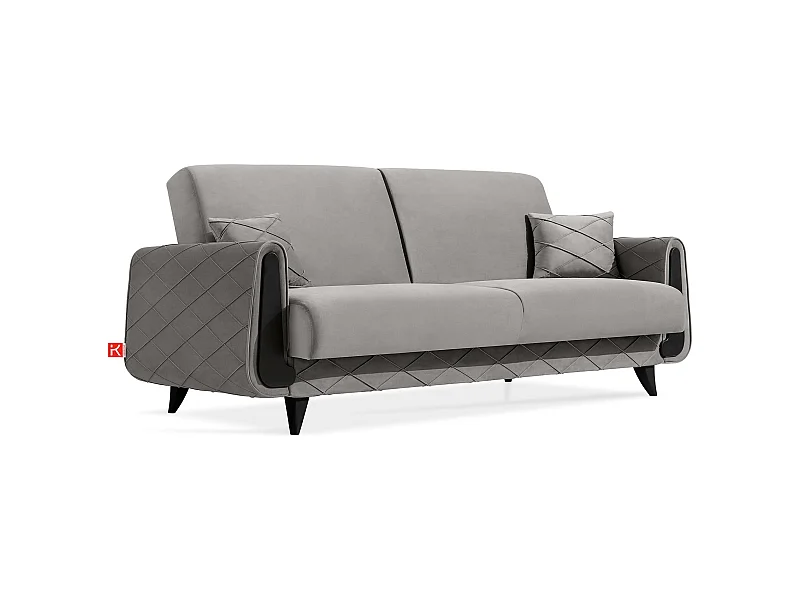 Schlafsofa GUSTAVO III Schlafsofa - 3-Sitzer - Cordstoff - Hellgrau
