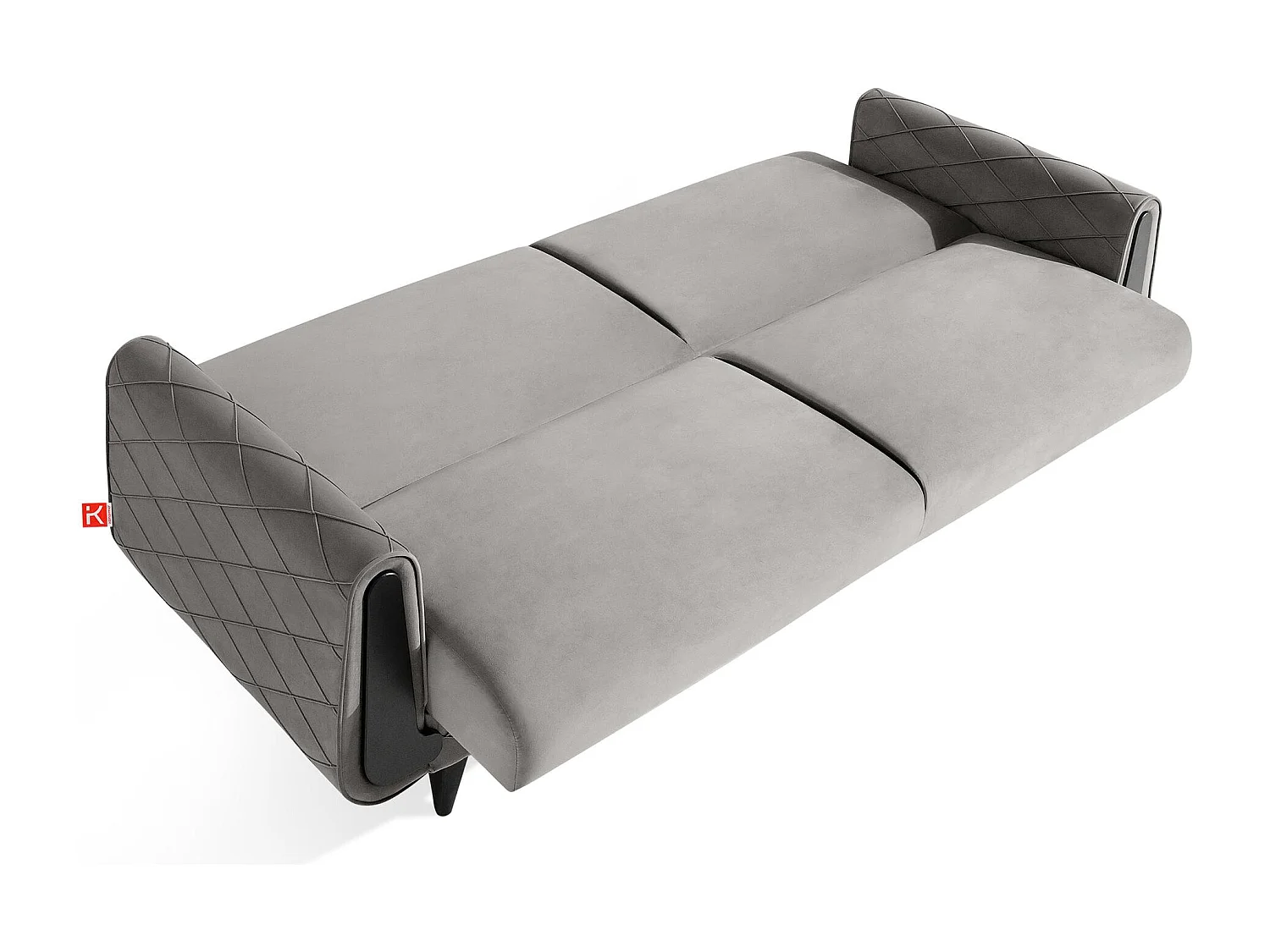 Canapé convertible GUSTAVO III - 3 places - Tissu velours - Gris clair