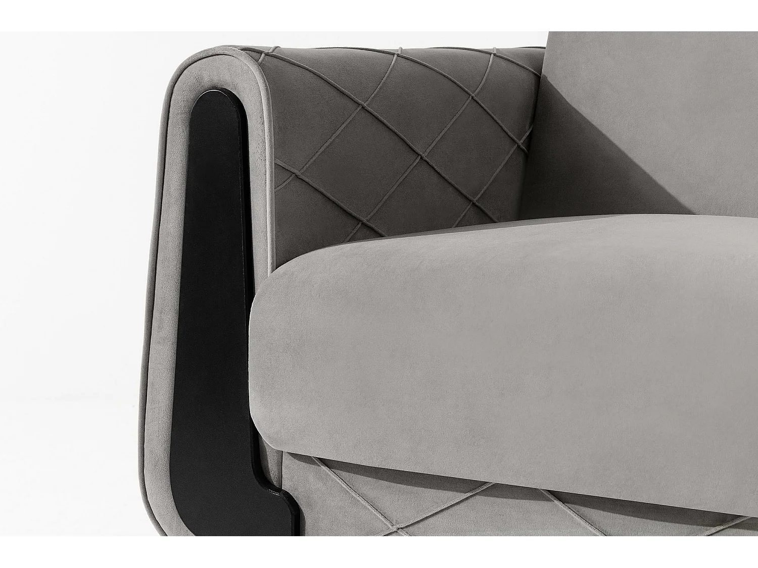 Canapé convertible GUSTAVO III - 3 places - Tissu velours - Gris clair