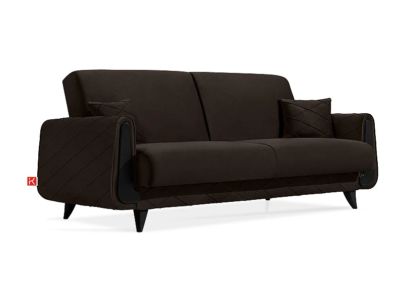Schlafsofa GUSTAVO III Schlafsofa - 3-Sitzer - Velours-Stoff - Braun