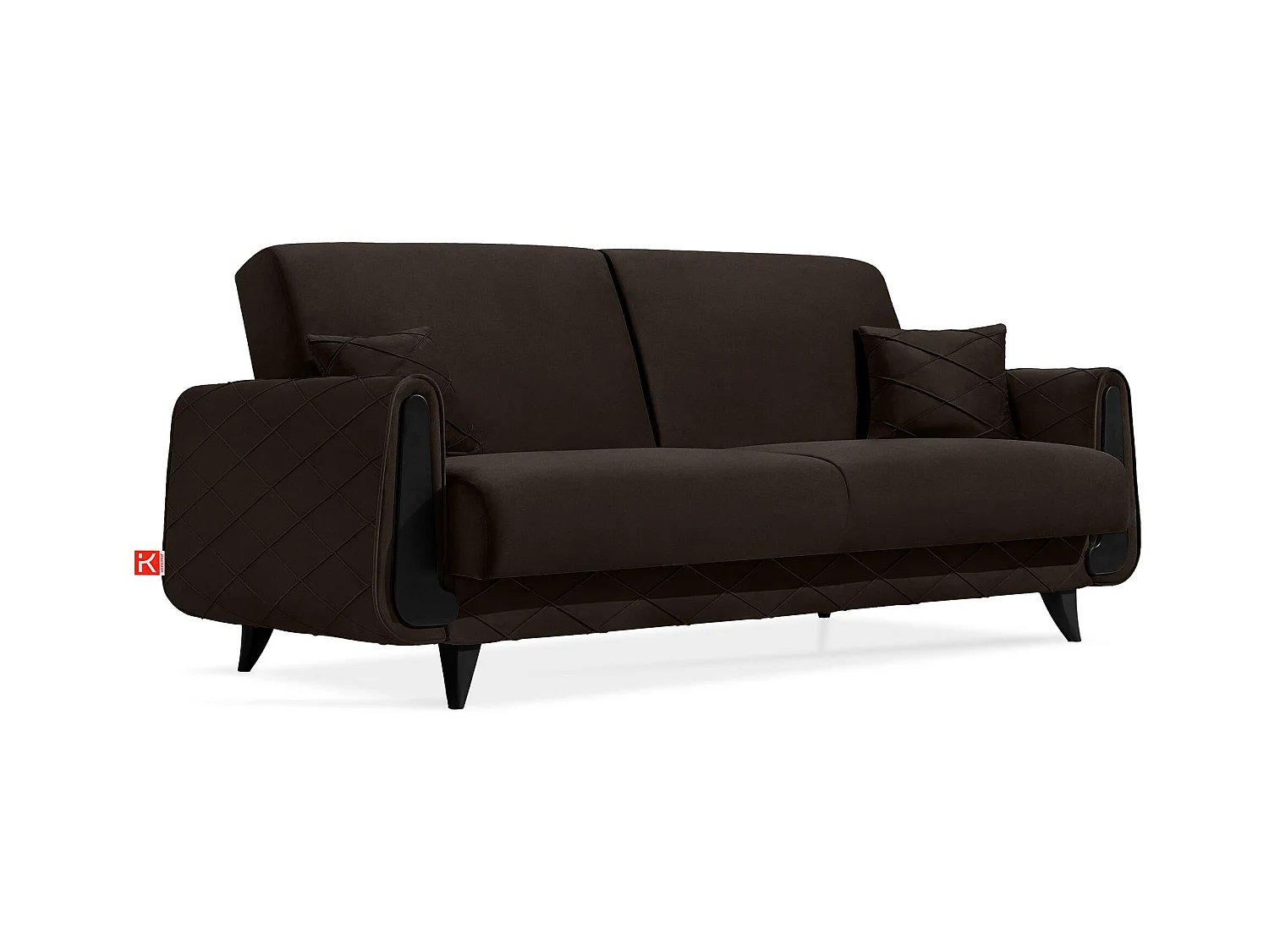 Canapé convertible GUSTAVO III - 3 places - Tissu velours - Marron