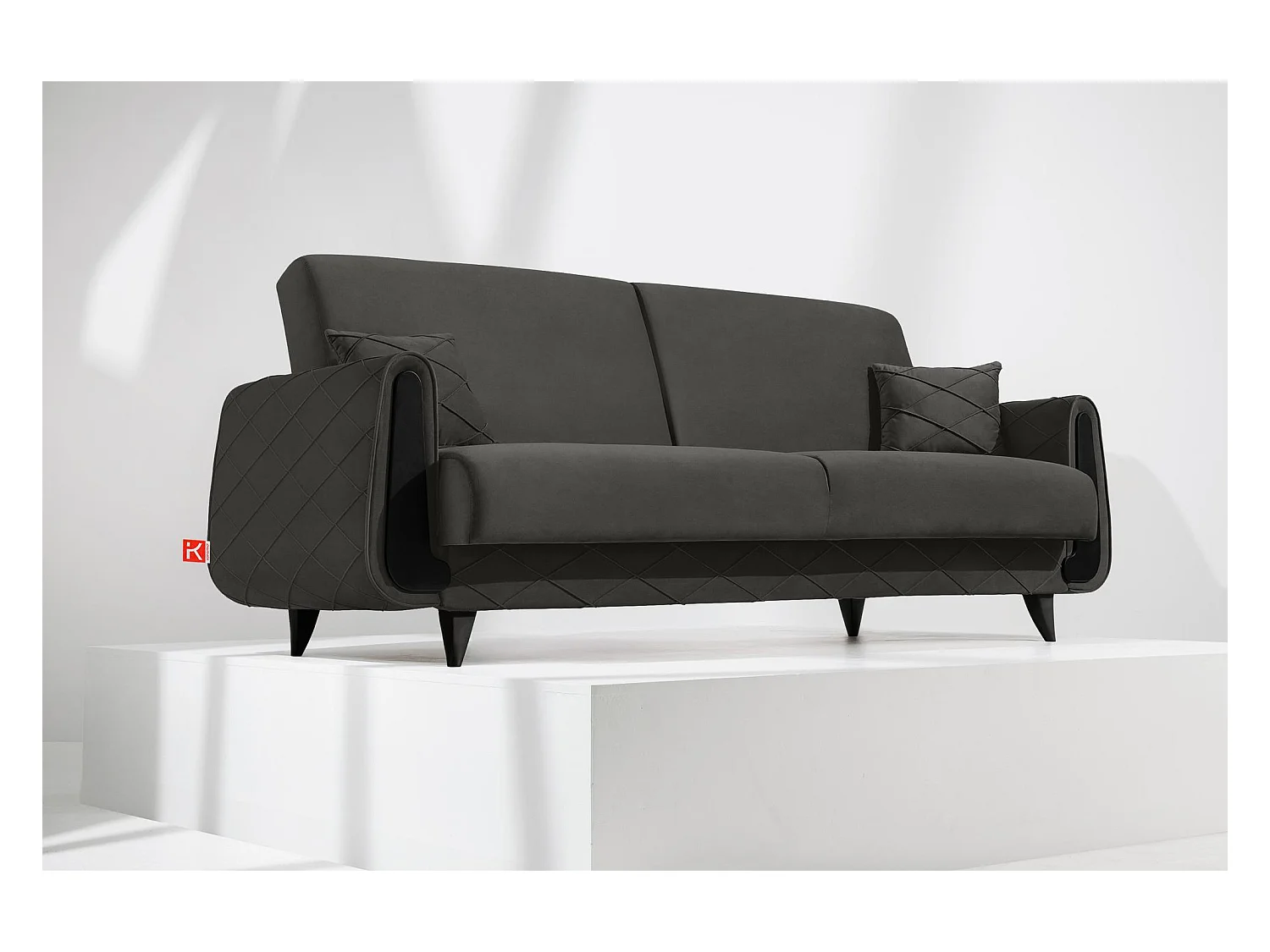 Schlafsofa GUSTAVO III Schlafsofa - 3-Sitzer - Cordstoff - Anthrazit
