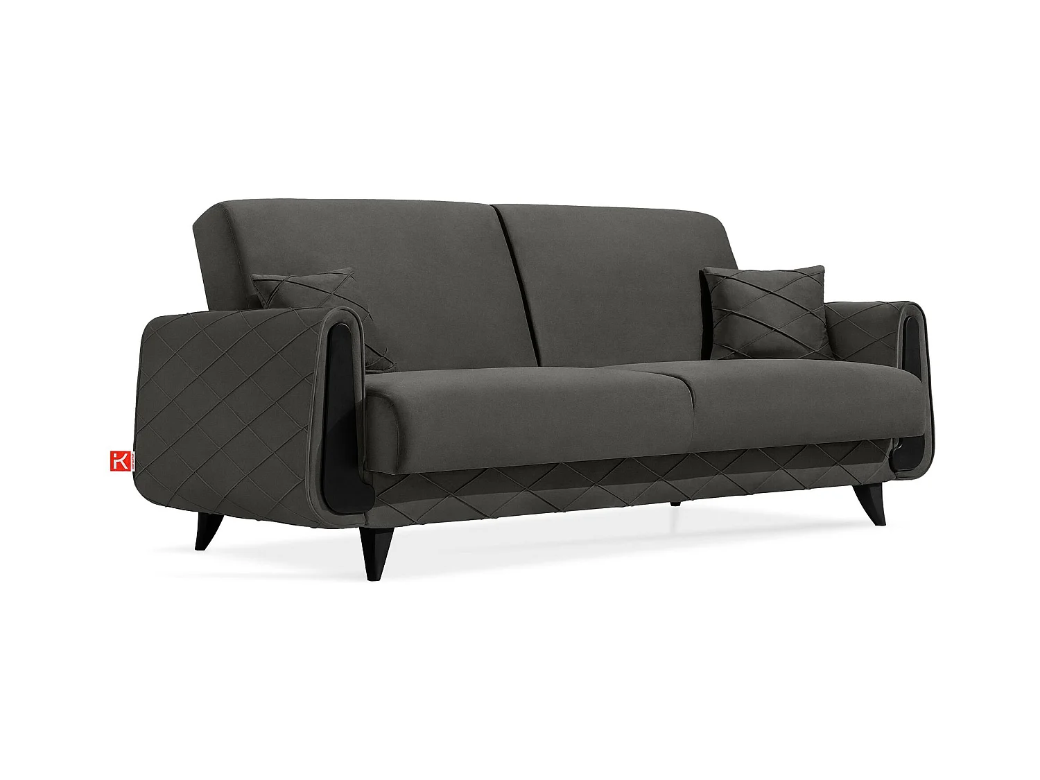 Canapé convertible GUSTAVO III - 3 places - Tissu velours - Anthracite