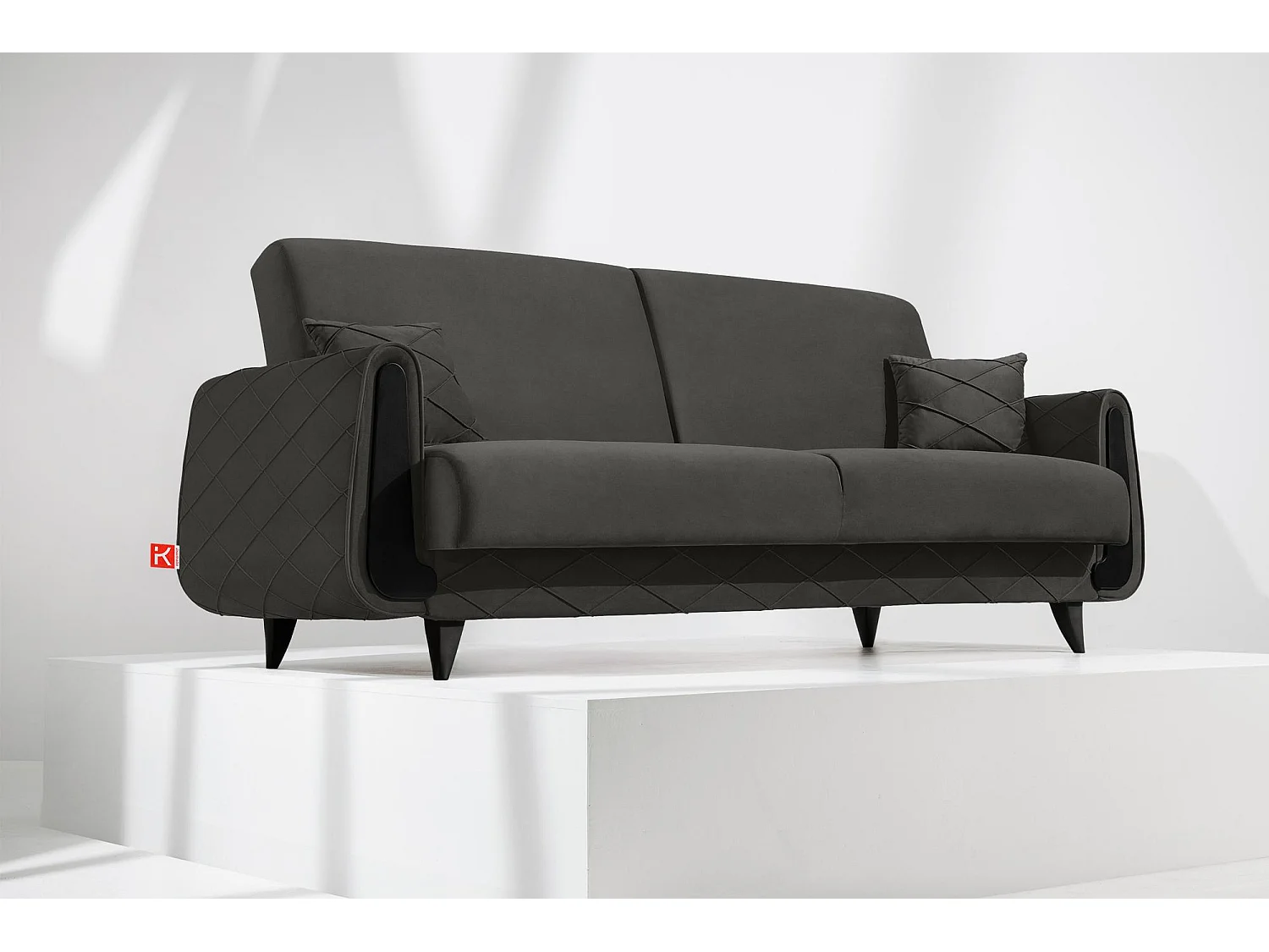 Schlafsofa GUSTAVO III Schlafsofa - 3-Sitzer - Cordstoff - Anthrazit