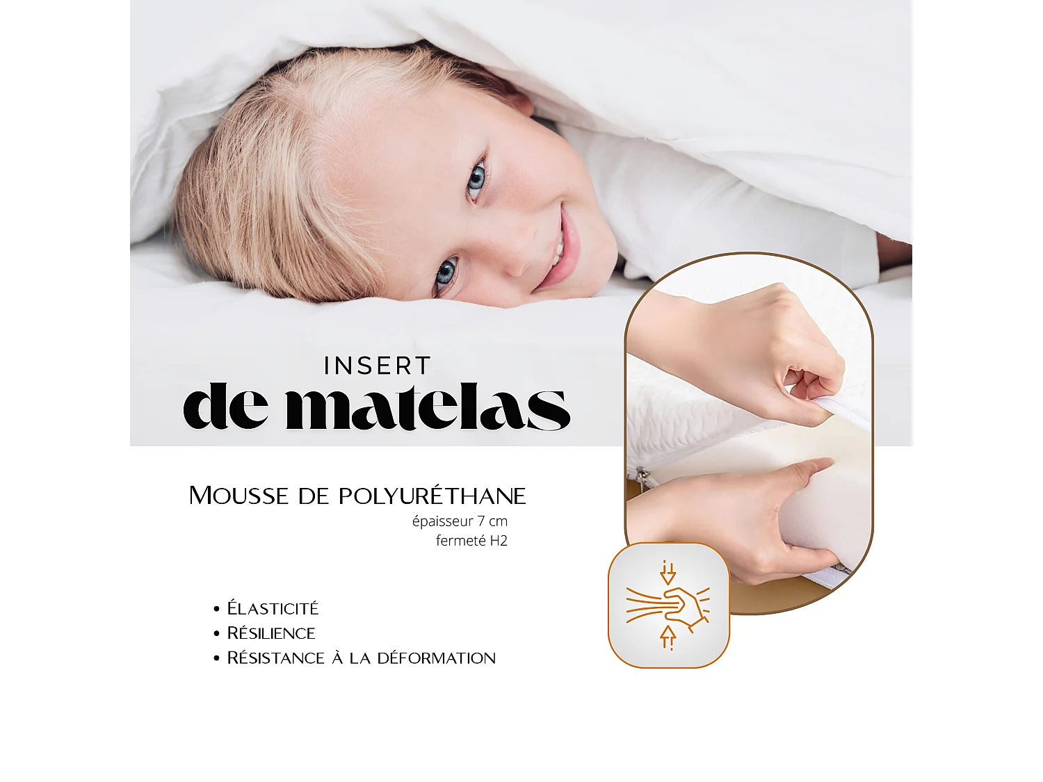 Matelas 70x140 enfant, 7 cm h2, mousse respirante, housse hypoallergénique lavable, double face, certifié oeko-tex 100