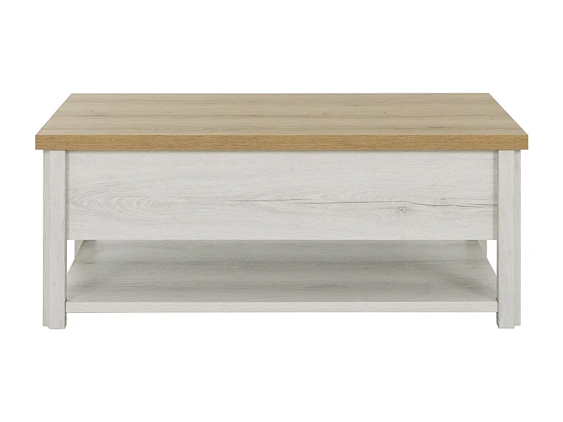 Table basse relevable effet bois chêne  avec rangement