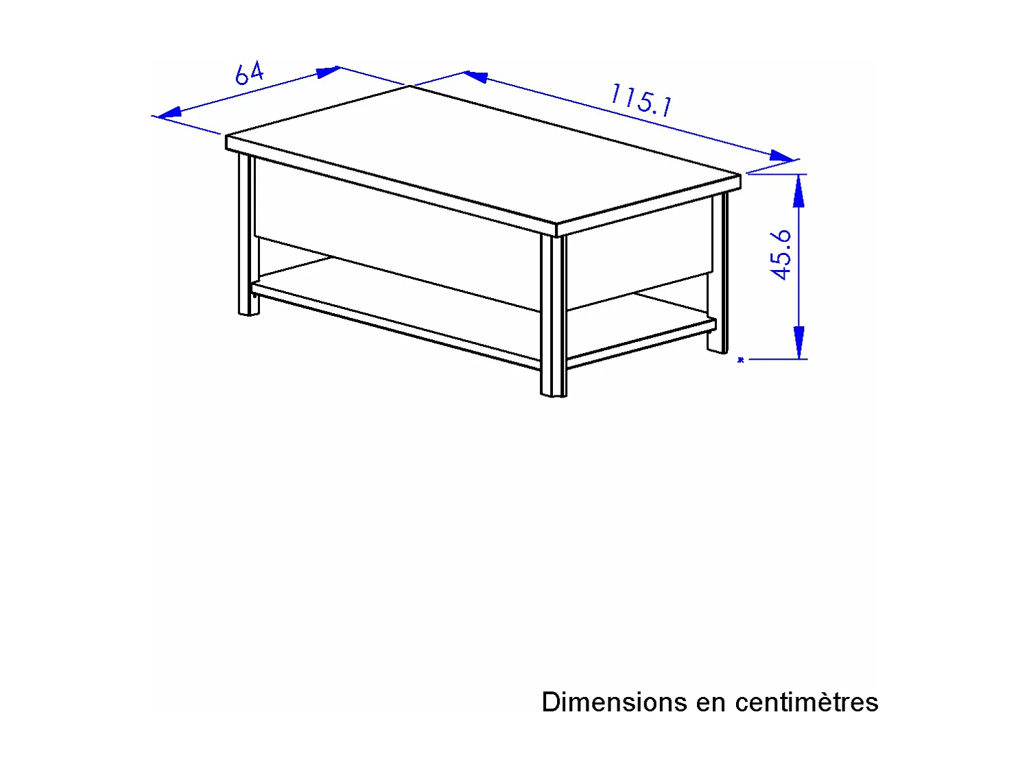 Table basse relevable effet bois chêne  avec rangement
