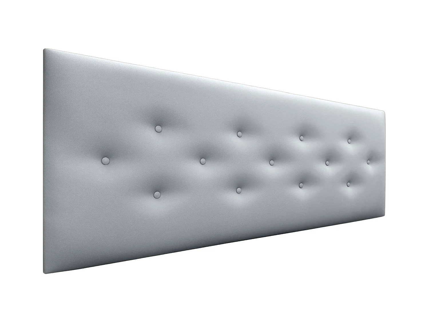 DHOME Tête de Lit en Similicuir avec 3 Rangées de Boutons Entrelacées Tête de Lit Rembourrée de Luxe (Argent, 145cm)