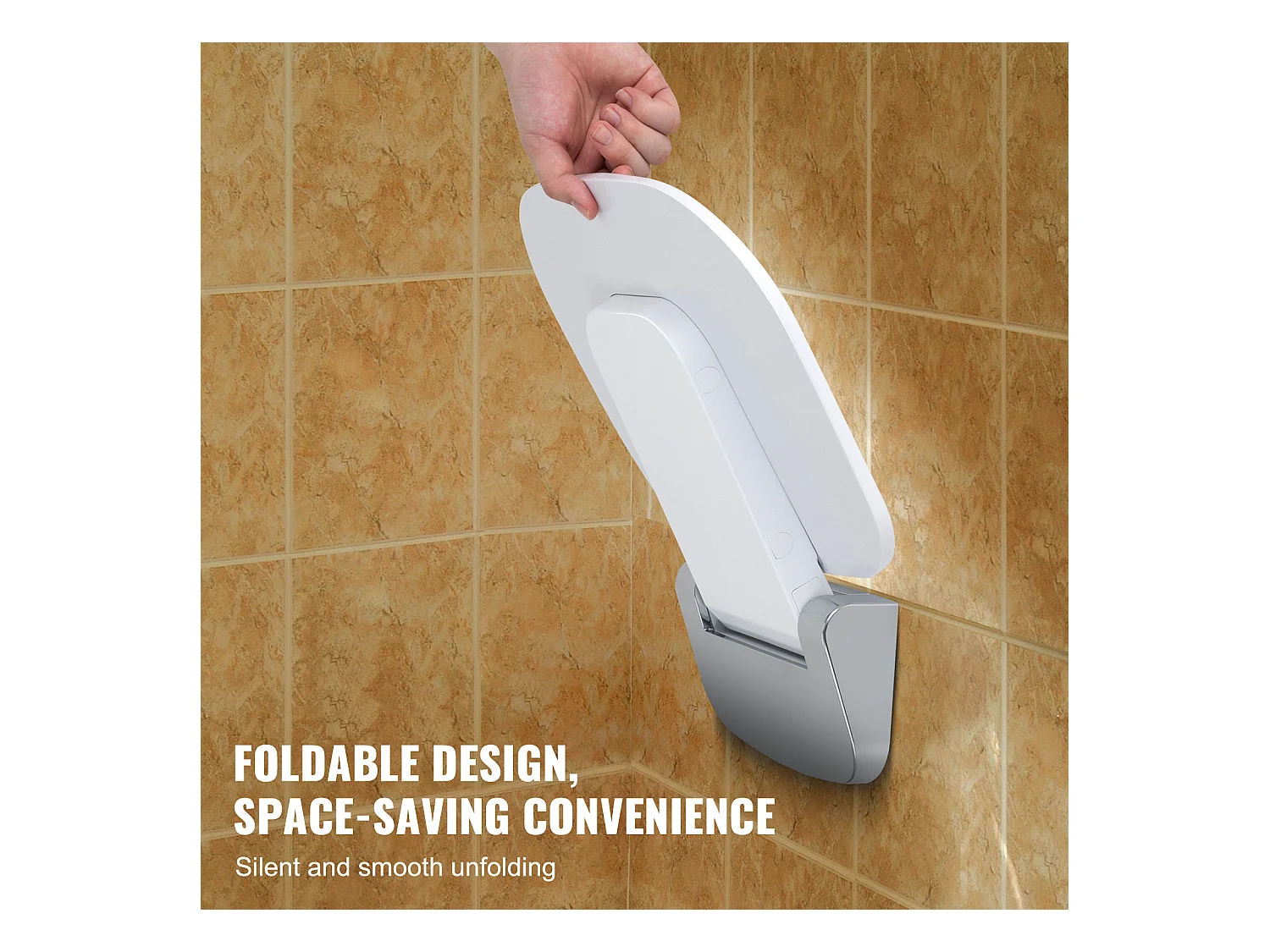 Siège de Douche SucceBuy Siège de Douche Pliant 34.5cm x 32.5cm Fixation Murale 450 lb