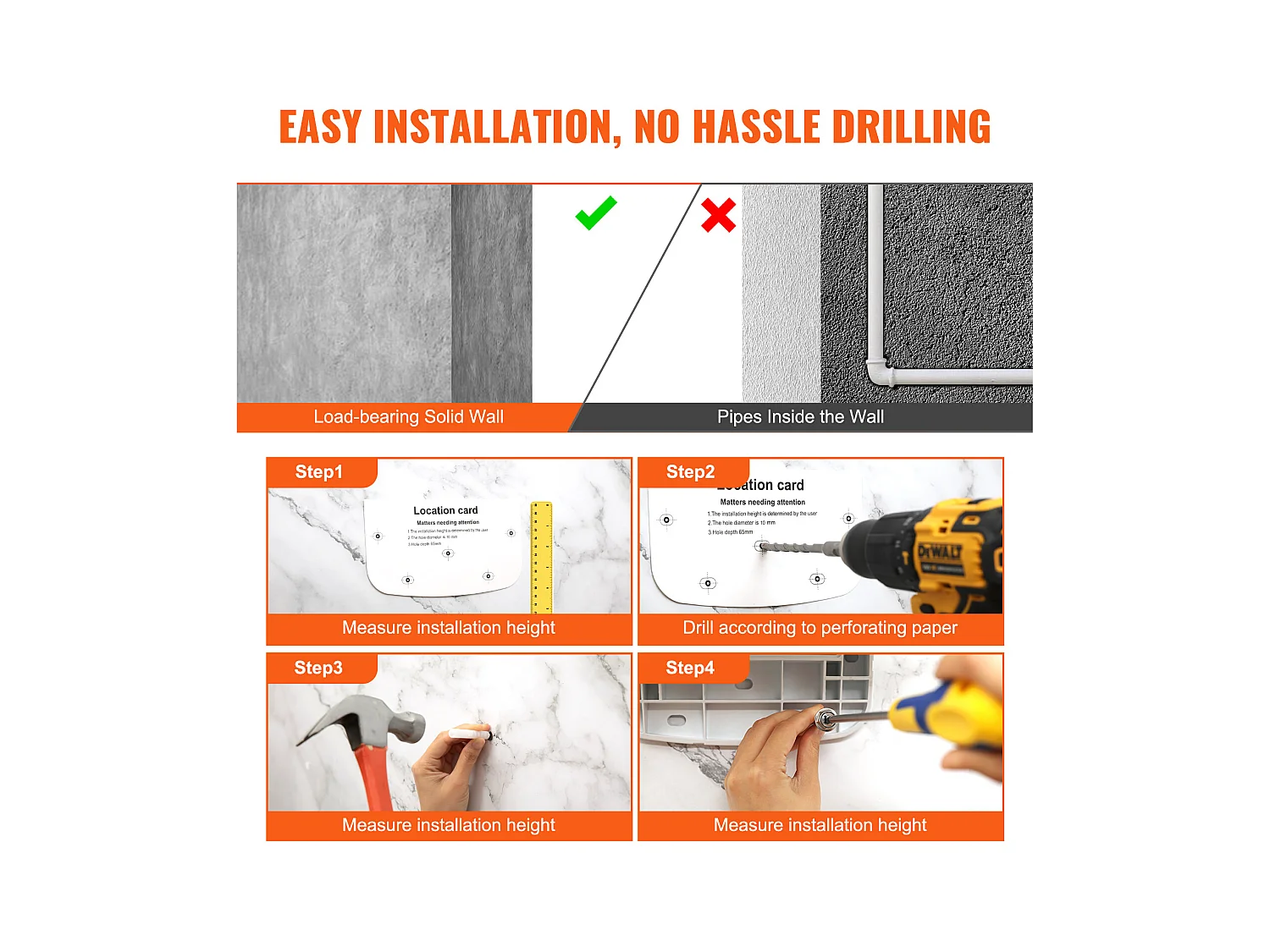 Siège de Douche SucceBuy Siège de Douche Pliant 34.5cm x 32.5cm Fixation Murale 450 lb