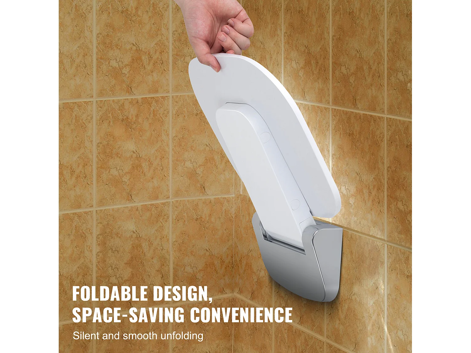 Siège de Douche SucceBuy Siège de Douche Pliant 34.5cm x 32.5cm Fixation Murale 450 lb