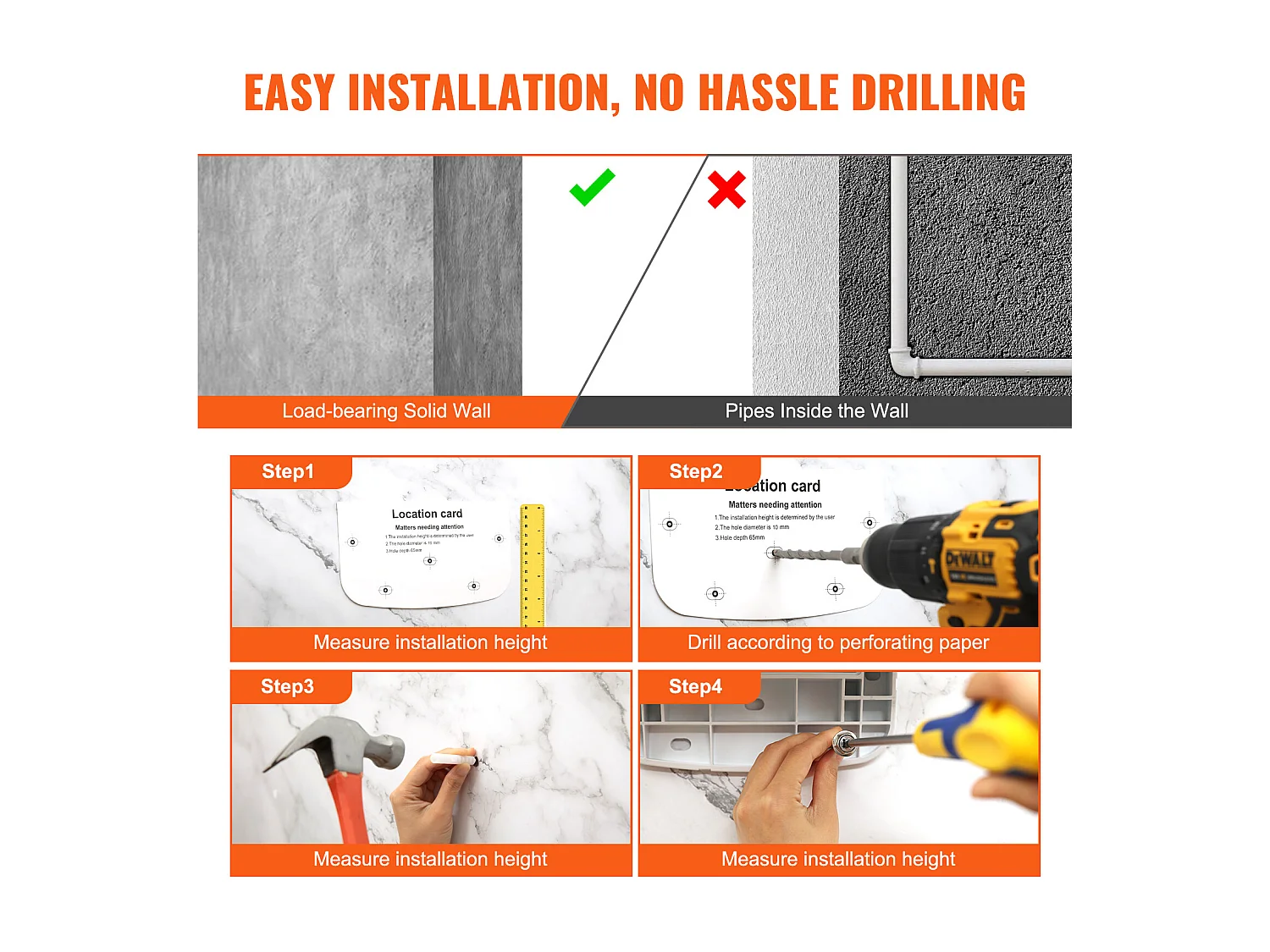 Siège de Douche SucceBuy Siège de Douche Pliant 34.5cm x 32.5cm Fixation Murale 450 lb