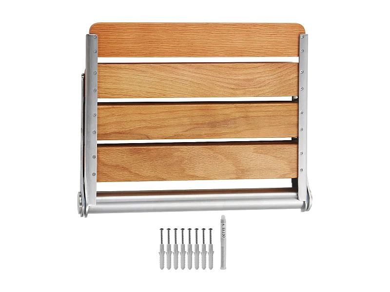 Douchestoel SucceBuy Eikenhouten Opvouwbare Douchestoel 40,8 cm x 34 cm, Wandmontage, 440 lbs