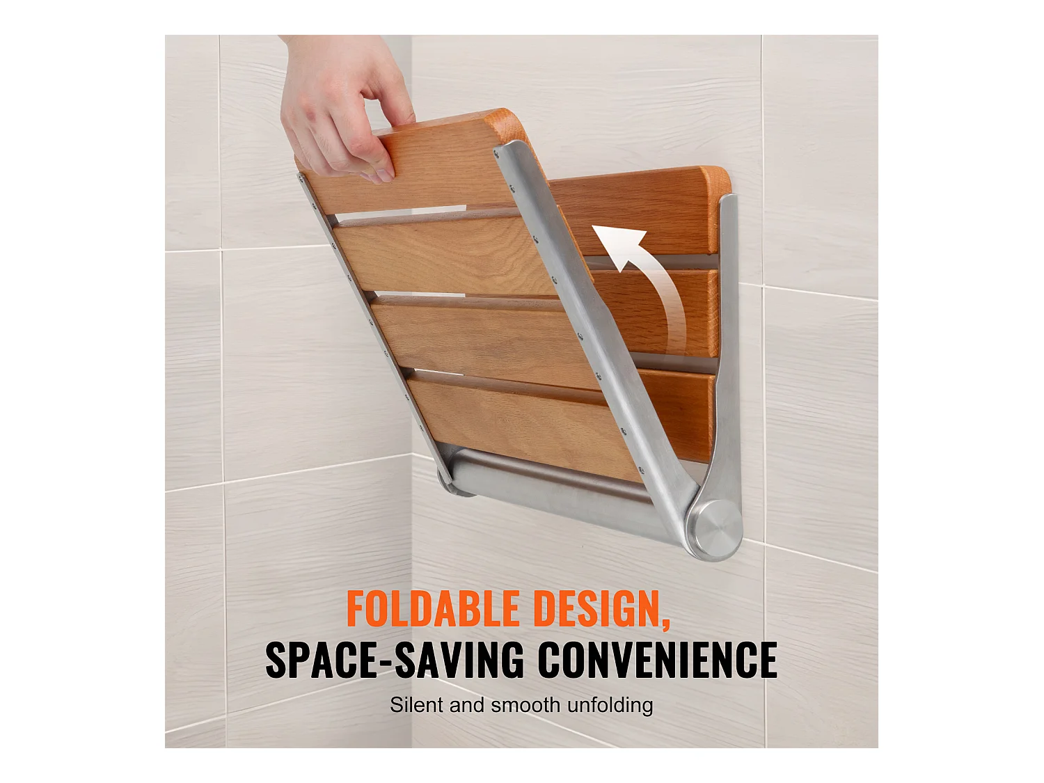 Siège de Douche SucceBuy Siège de Douche Pliable en Chêne 40.8cm x 34cm Mural 440 lb