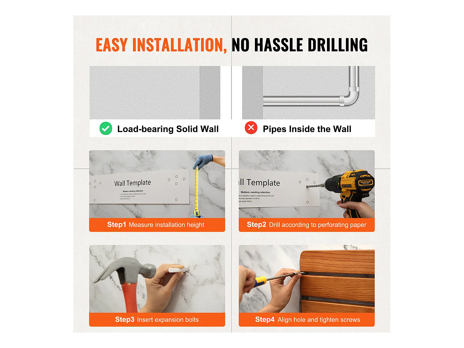 Siège de Douche SucceBuy Siège de Douche Pliable en Chêne 40.8cm x 34cm Mural 440 lb