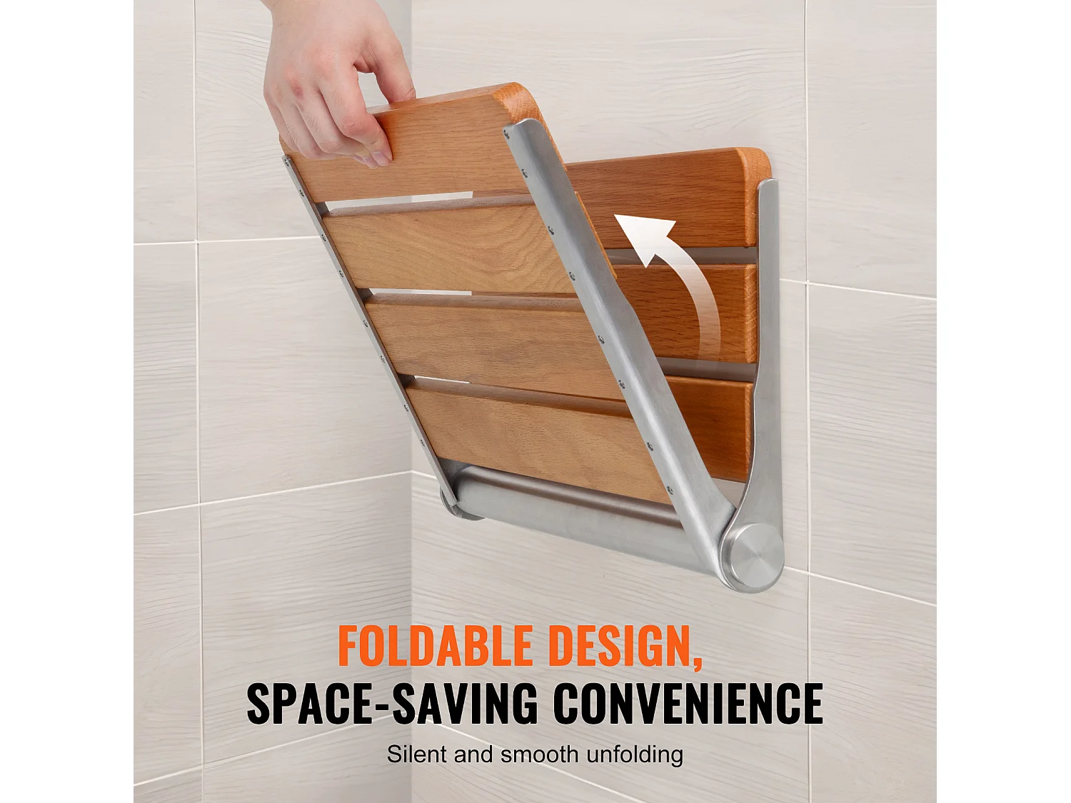 Siège de Douche SucceBuy Siège de Douche Pliable en Chêne 40.8cm x 34cm Mural 440 lb