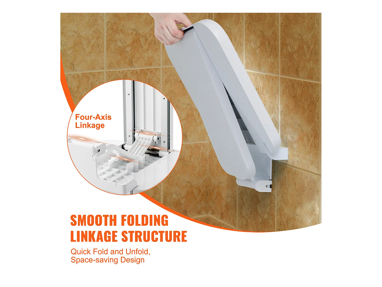 Douchestoel SucceBuy ABS Opvouwbare Douchestoel 39,8 cm x 42,4 cm, Wandmontage, 440 lbs