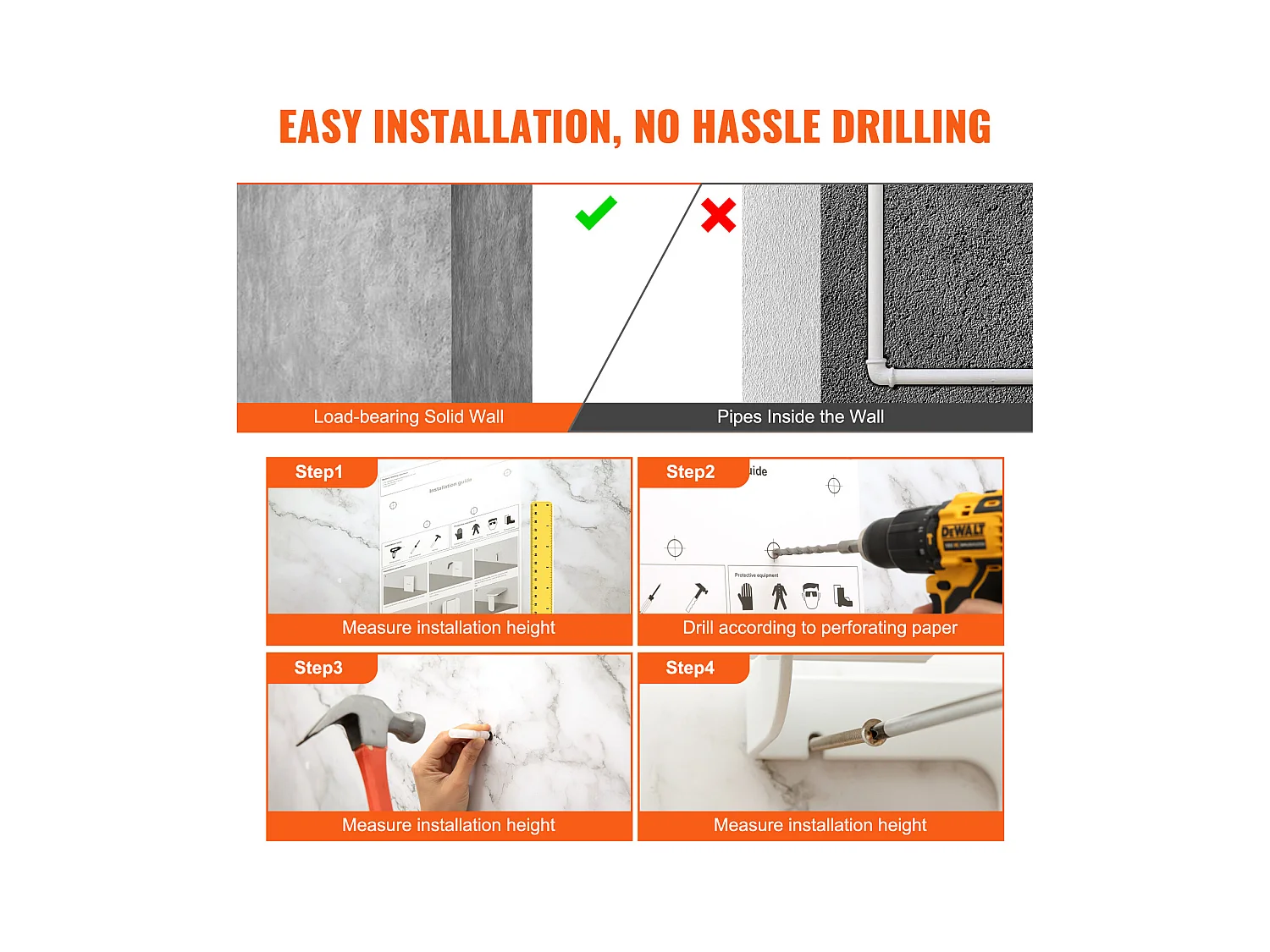 Douchestoel SucceBuy ABS Opvouwbare Douchestoel 39,8 cm x 42,4 cm, Wandmontage, 440 lbs