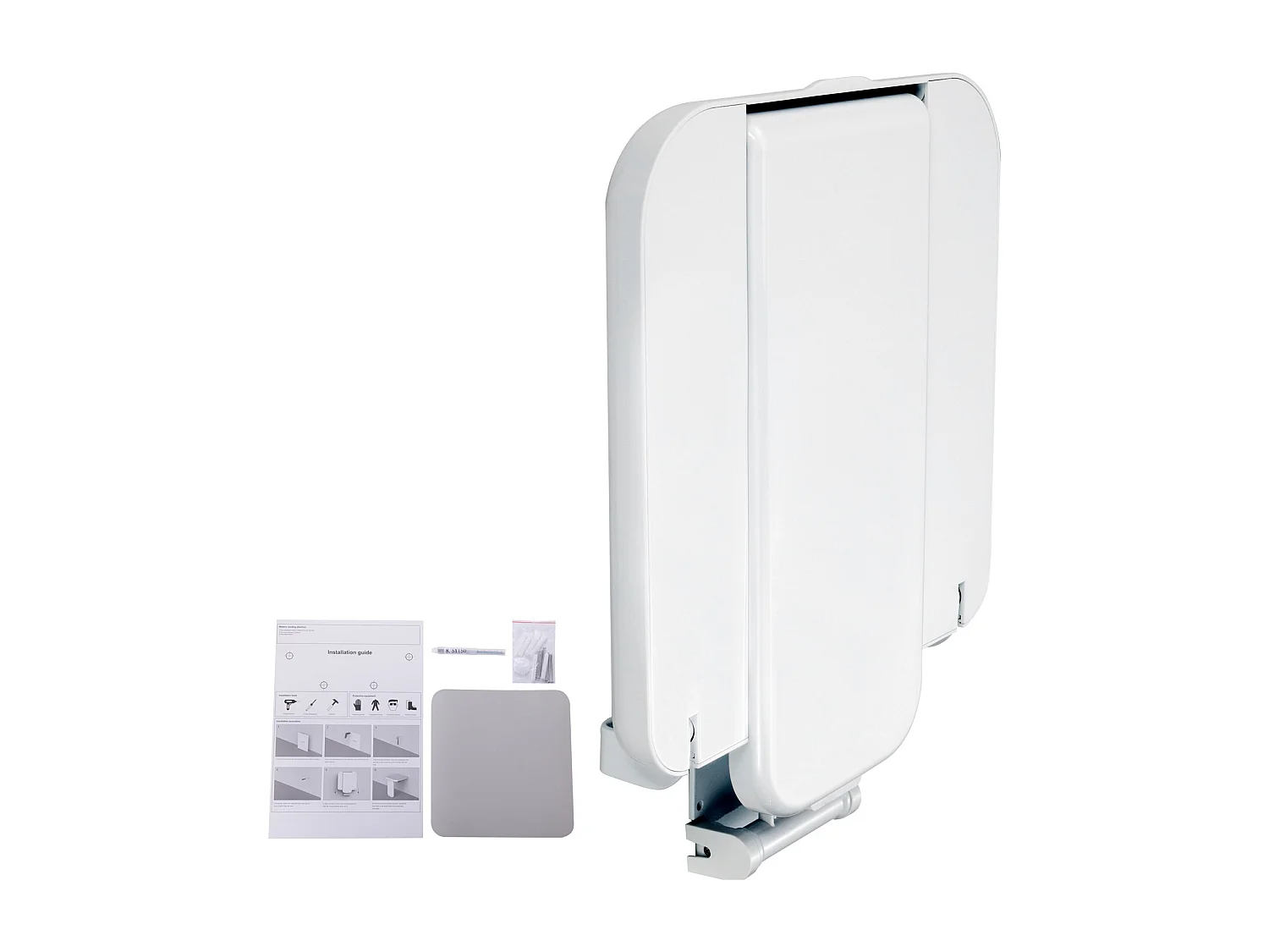 Siège de Douche SucceBuy Siège de Douche Pliable en ABS 39.8cm x 42.4cm Fixation Murale 440 lb