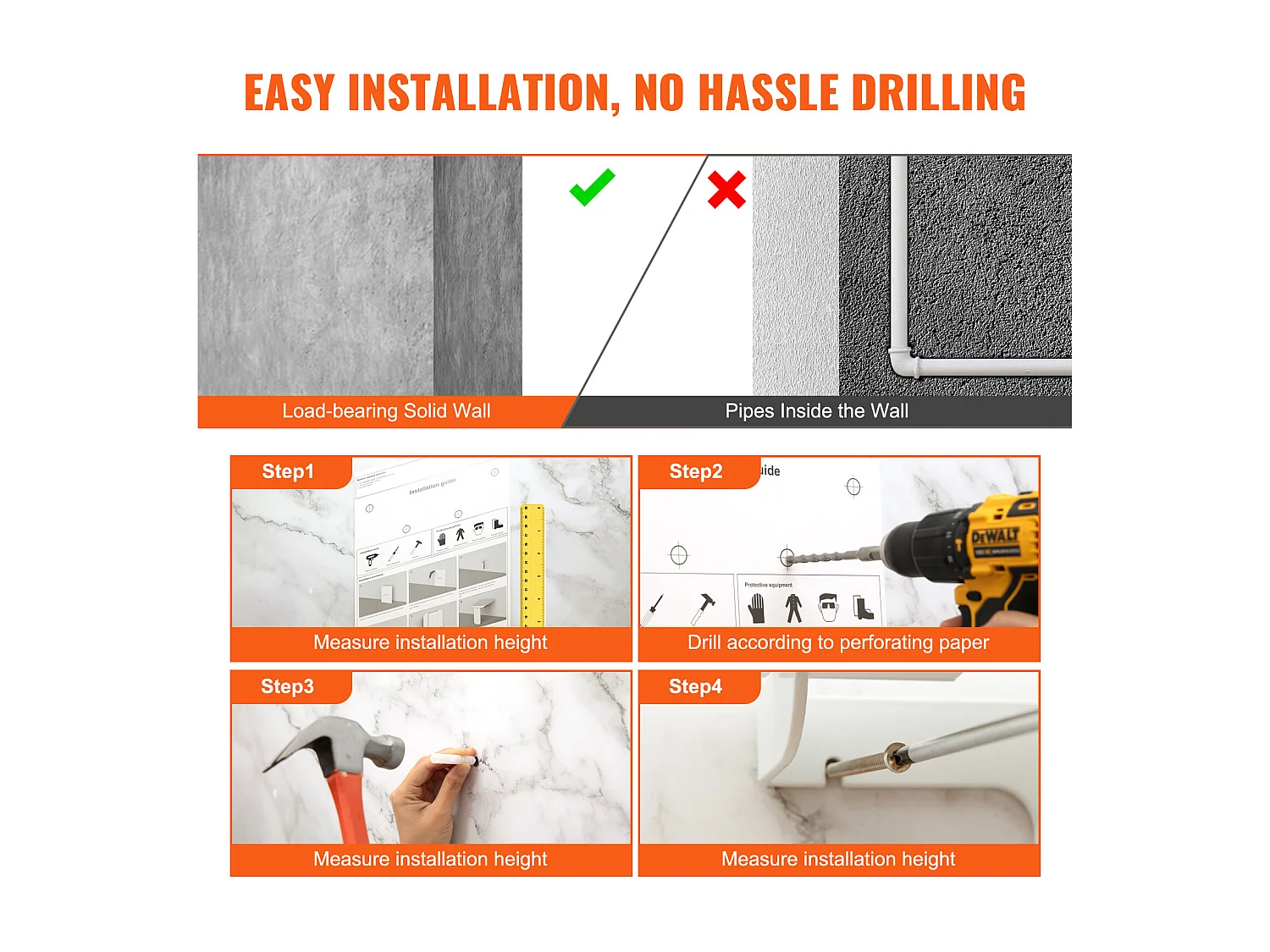 Siège de Douche SucceBuy Siège de Douche Pliable en ABS 39.8cm x 42.4cm Fixation Murale 440 lb