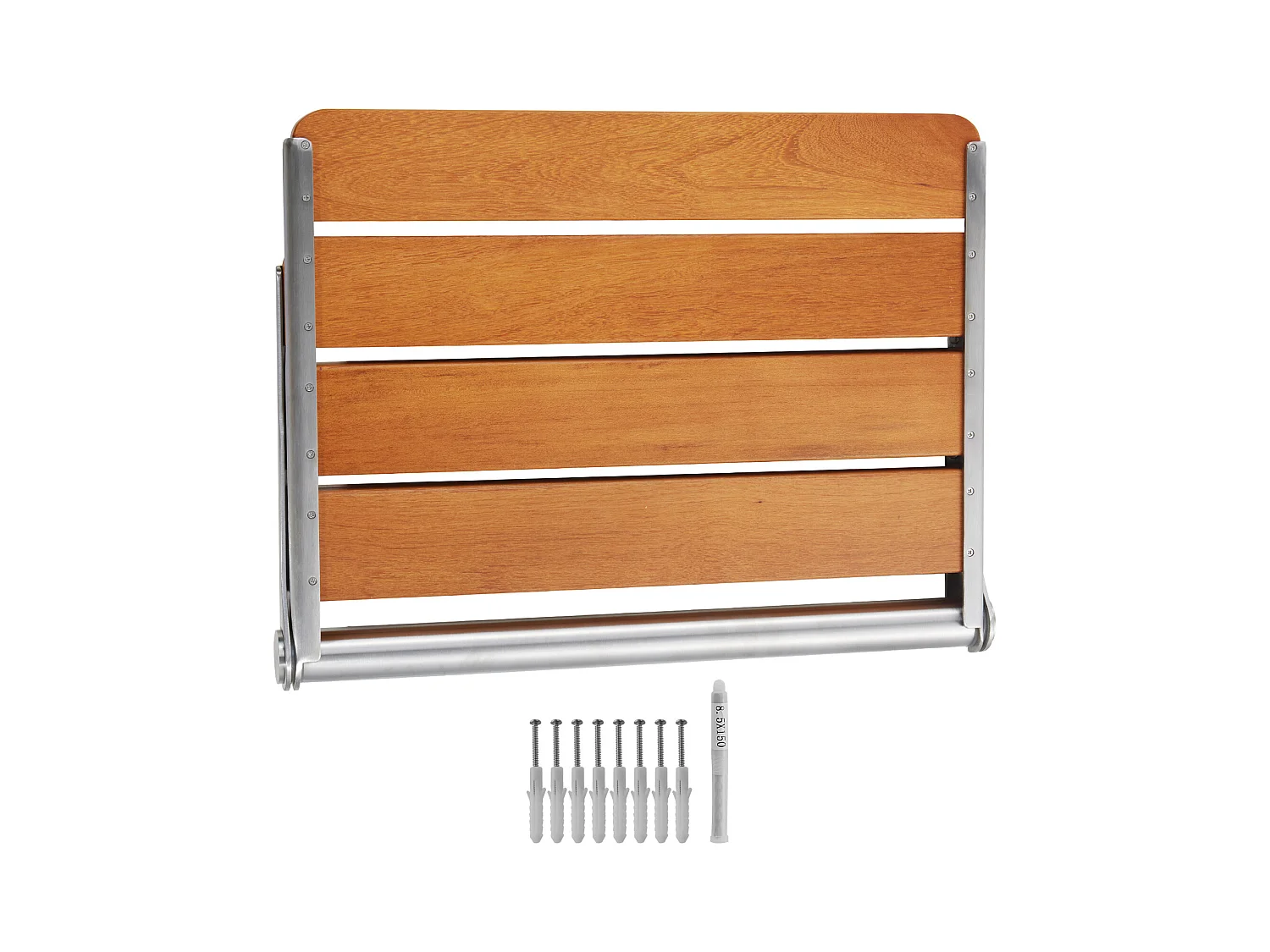Douchestoel SucceBuy 53,1 cm x 40 cm Teakhouten 0pvouwbare Fouchestoel, Wandmontage, 500 lbs