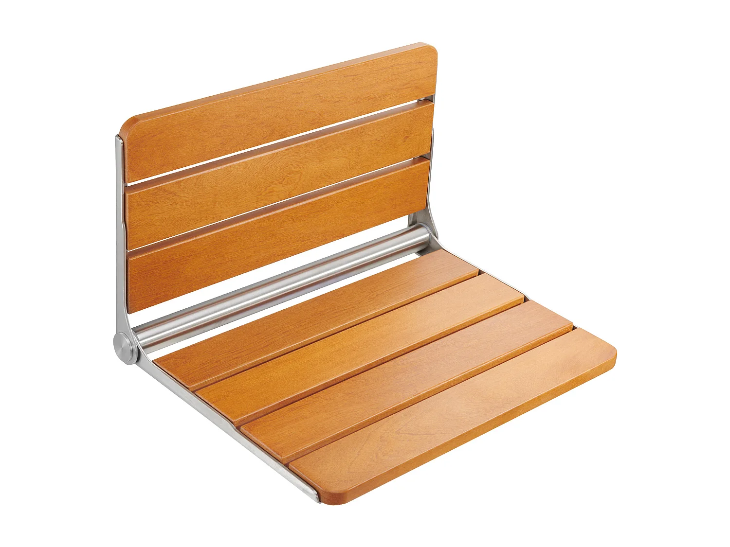 Klappbarer Duschsitz SucceBuy 53,1 cm x 40 cm Teakholz-Klappduschsitz zur Wandmontage, 500 lbs